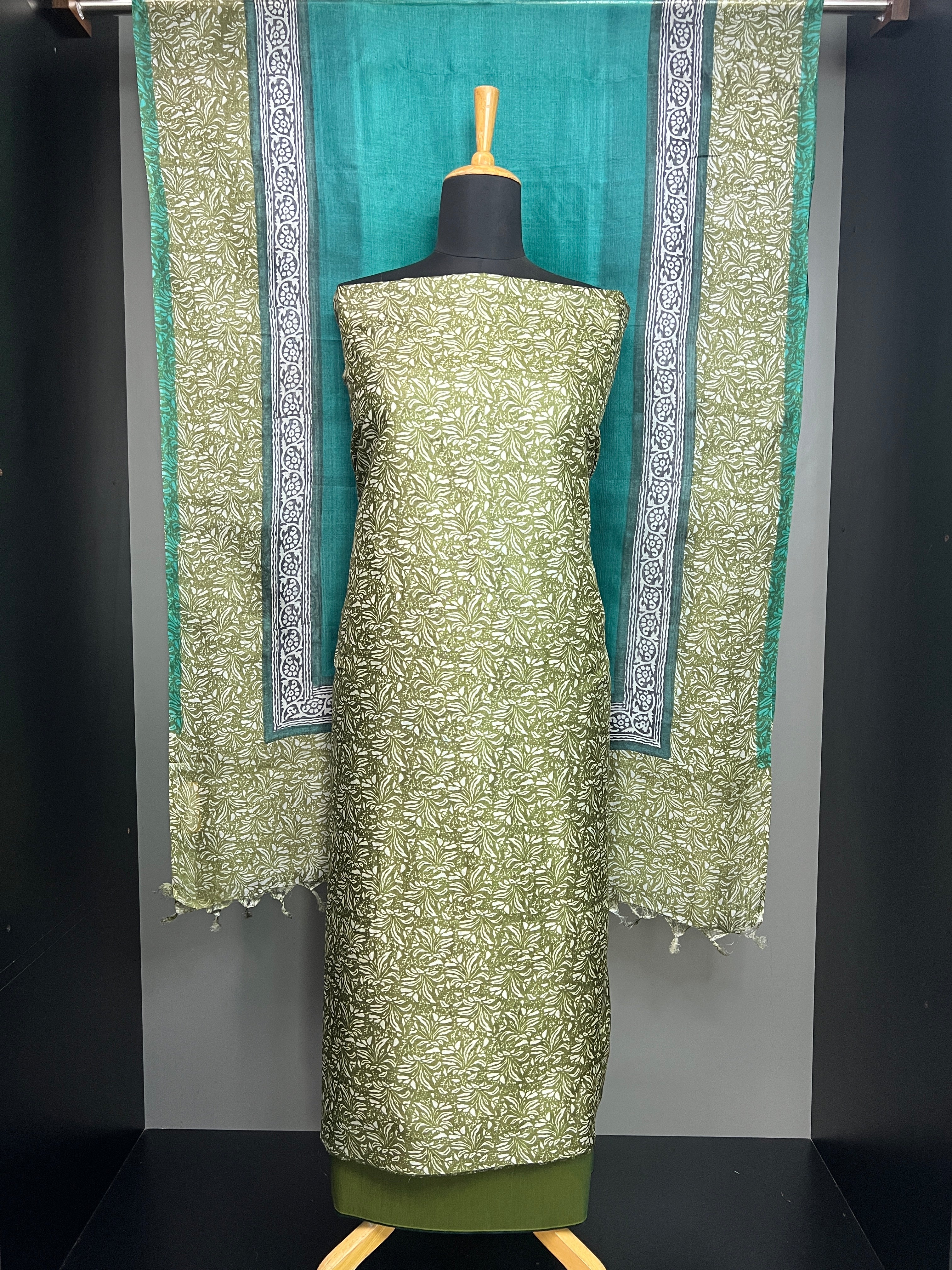 Floral Printed Pure Tussar Salwar Set | MNH537