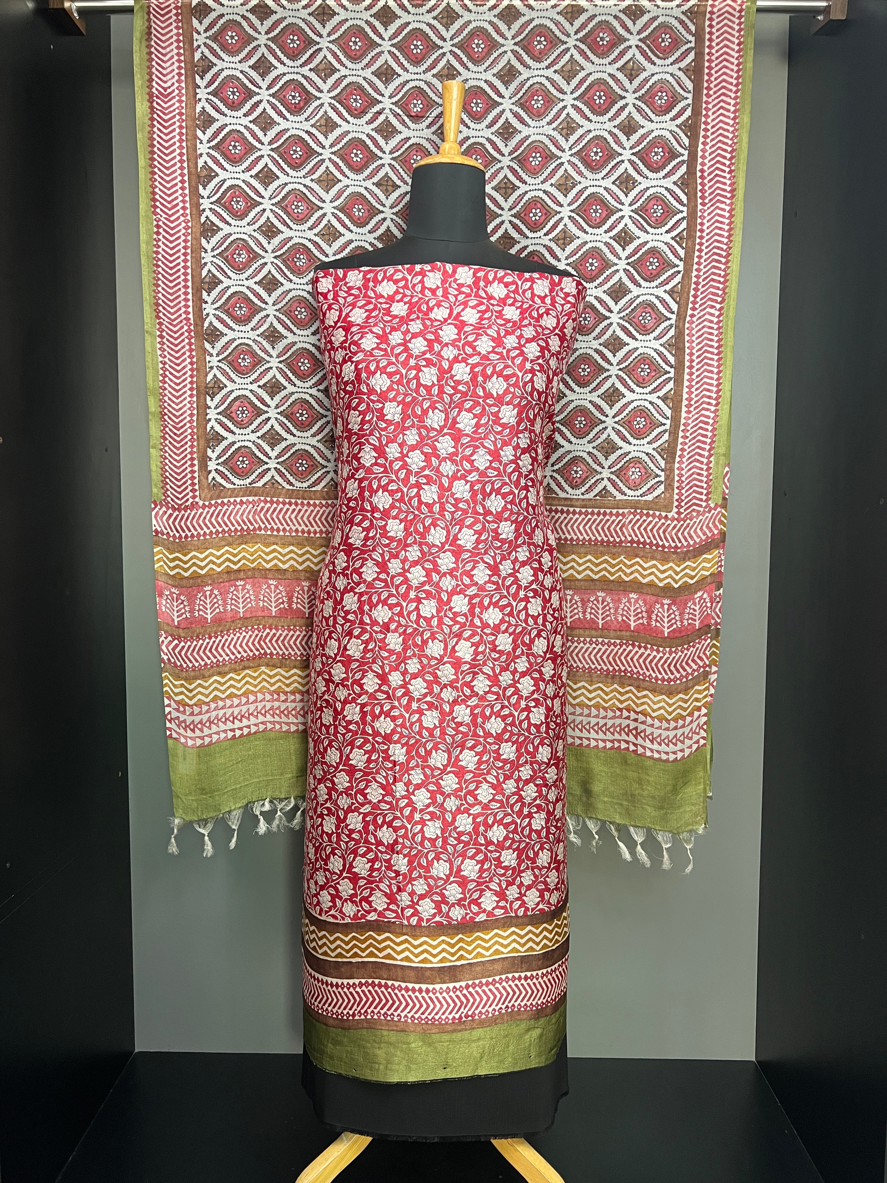 Floral Printed Pure Tussar Salwar Set | MNH529