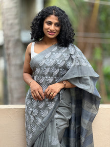 Embroidered Bhagalpuri Weave Linen Finish Saree |  NHH137 | Pre Order