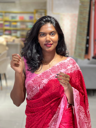 Block Printed Uppada Silk Saree | SF1298