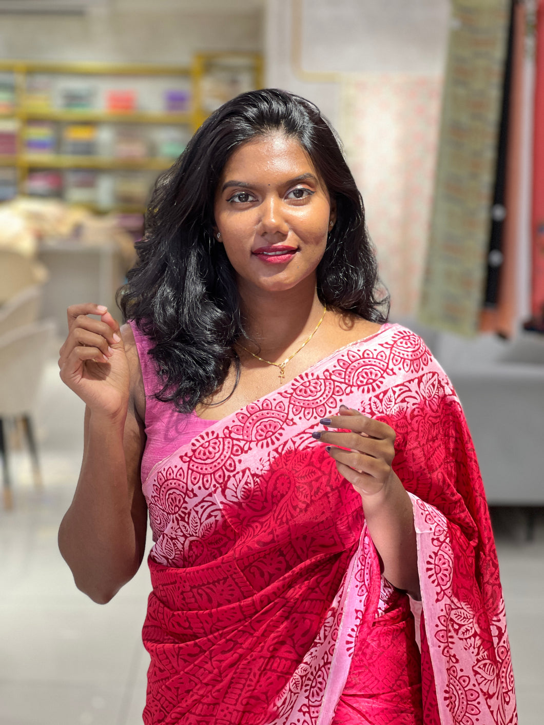 Block Printed Uppada Silk Saree | SF1298
