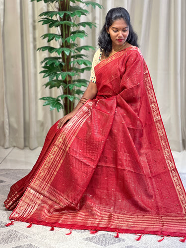 Zari Check With Buta Weaved Banarasi Silk Saree | NN319