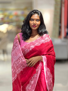 Block Printed Uppada Silk Saree | SF1298