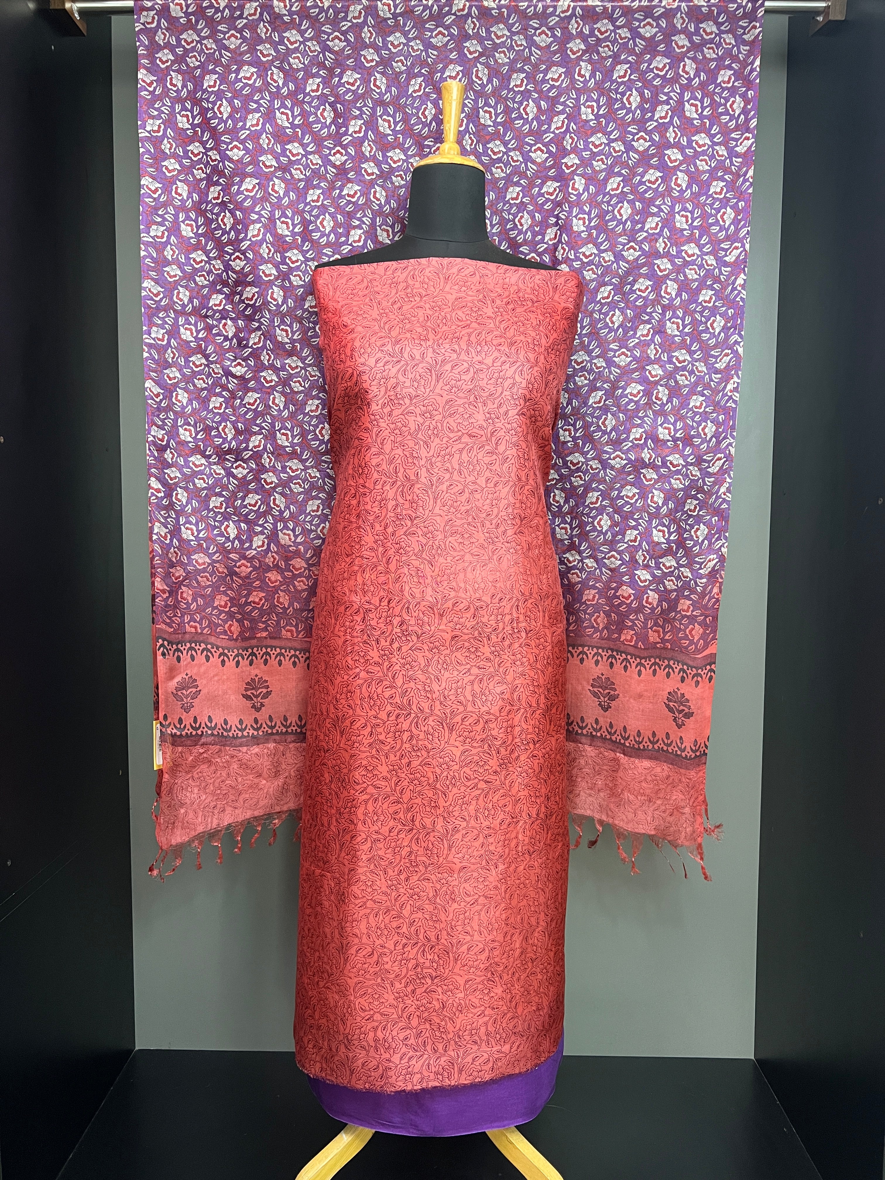 Floral Printed Pure Tussar Salwar Set | MNH530