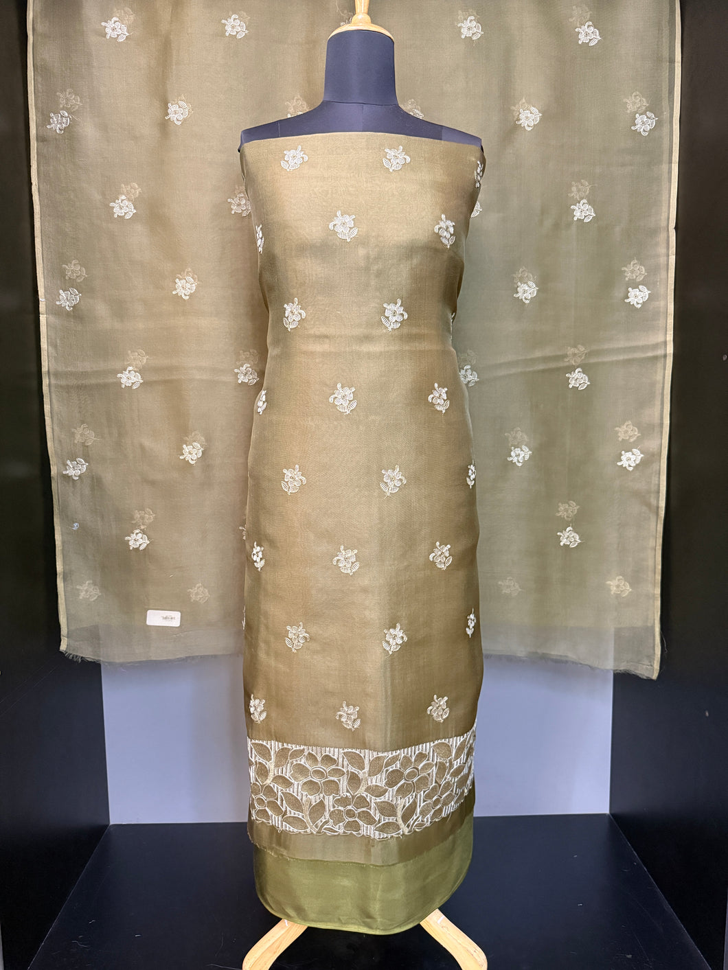 Floral Machine Embroidered Pure Organza Salwar Set | SBS1324