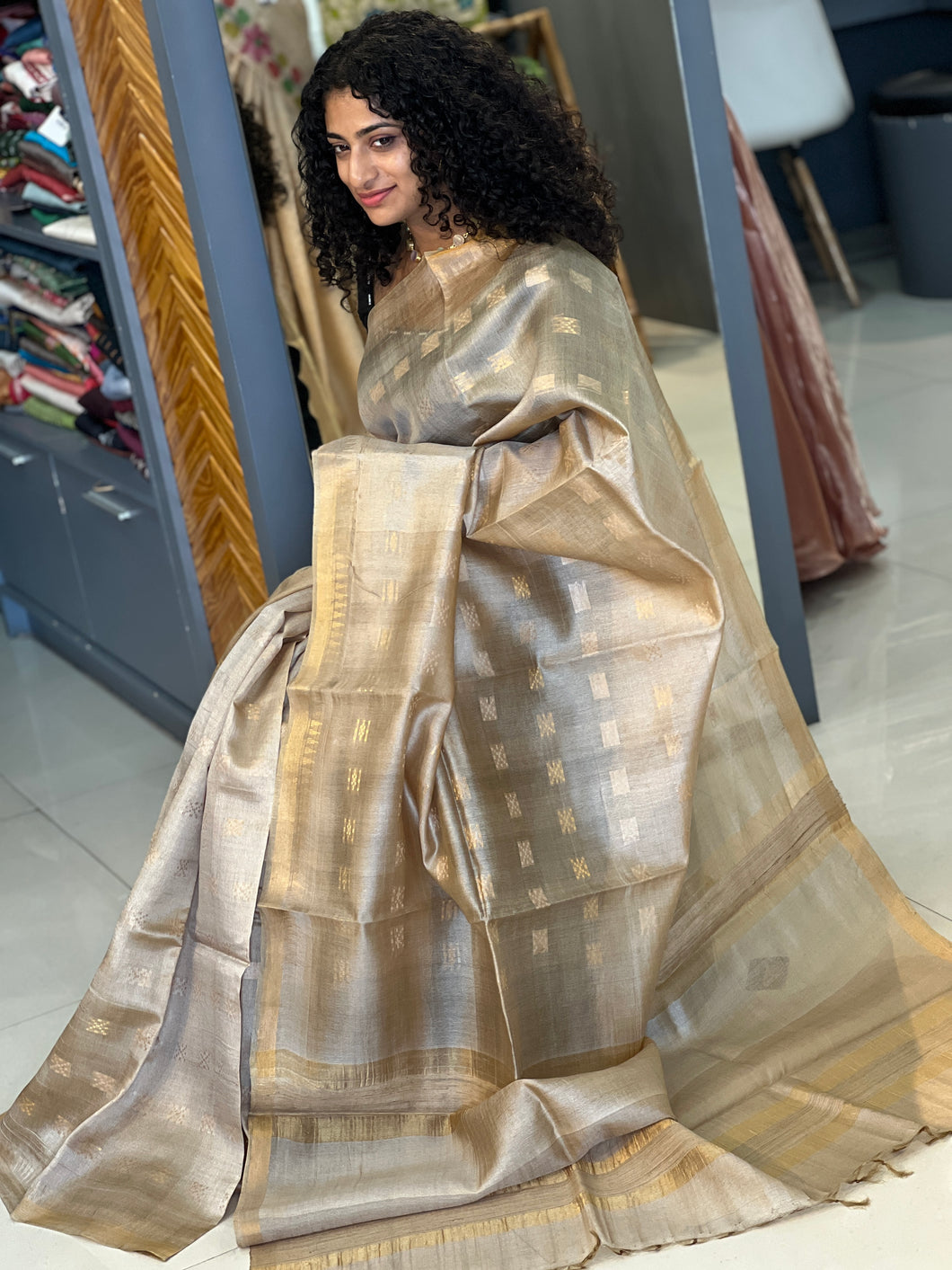 Geometrical Weaving Tussar Saree | PD884