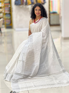 Check Patterned Bagalpuri Linen Saree | SK323