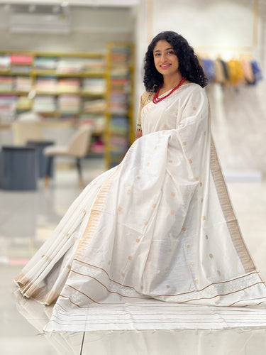 Polka Weaved Bagalpuri Linen Saree | SK321