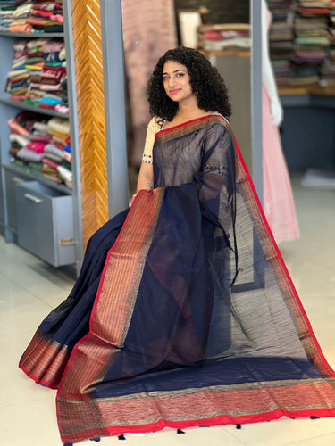 Antique Golden Zari Weaved Semi Geecha Saree | YNG361