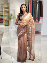 Stripes Detailed Organza Saree | SUN492