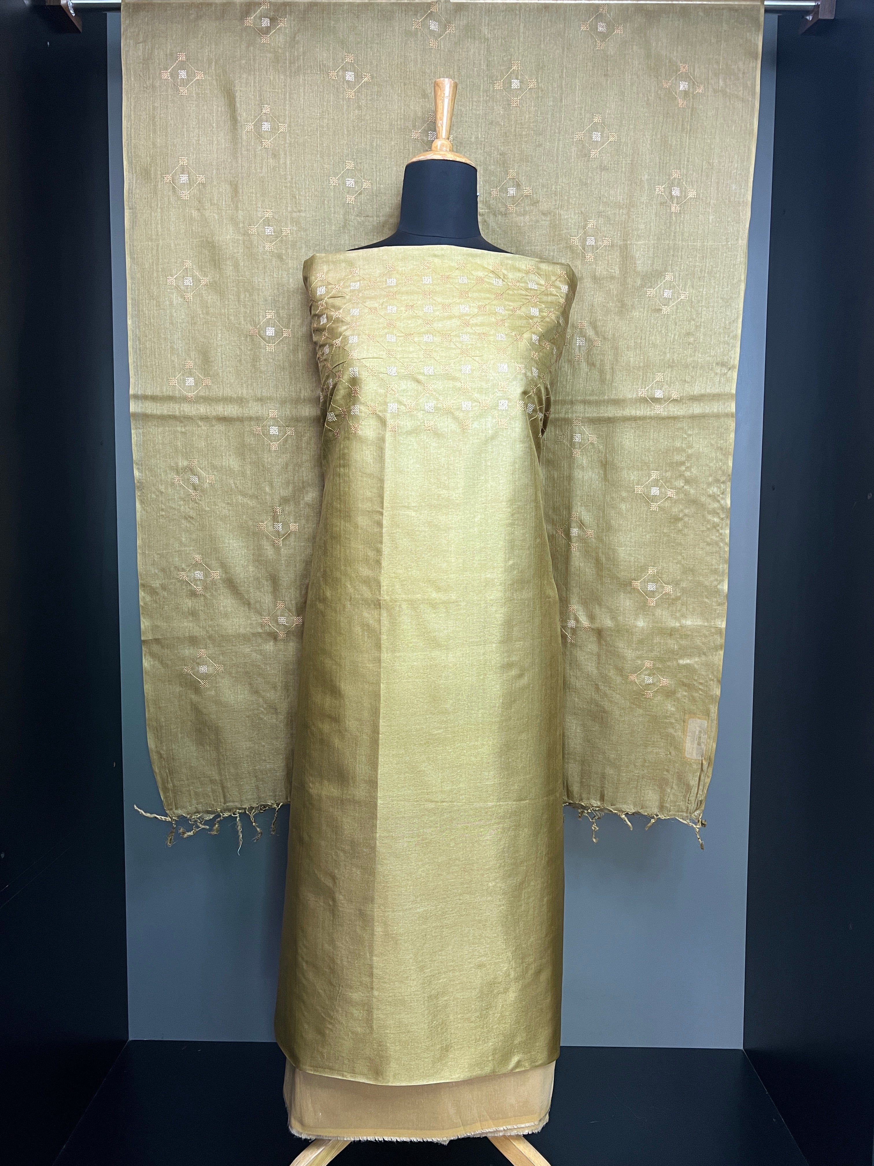 Geometric Patterned Pure Tussar Salwar Set | MNH545