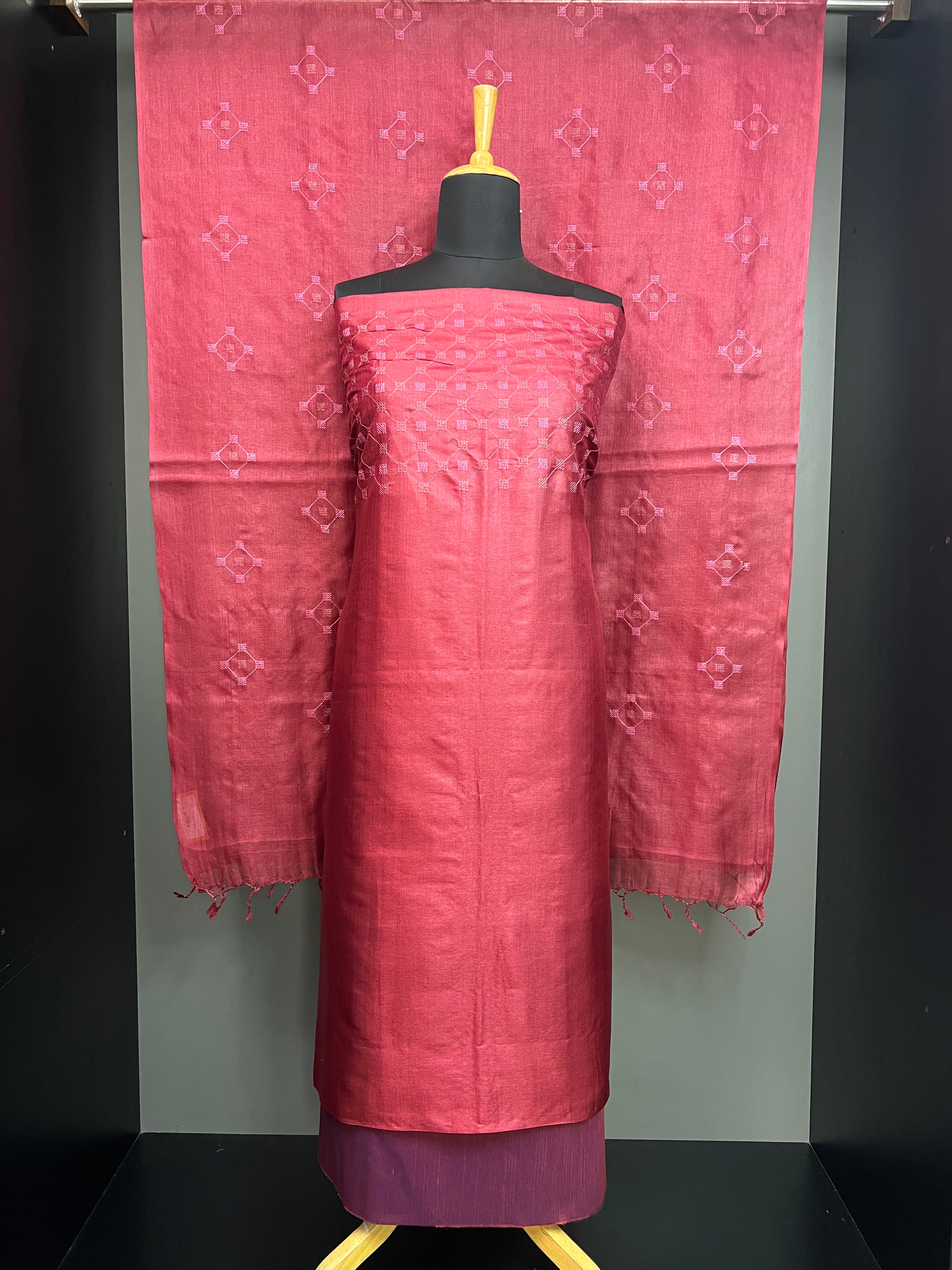 Geometric Patterned  Pure Tussar Salwar Set | MNH546