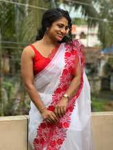Cut Work Embroidery Border Pattern Viscose Organza Saree | RP386