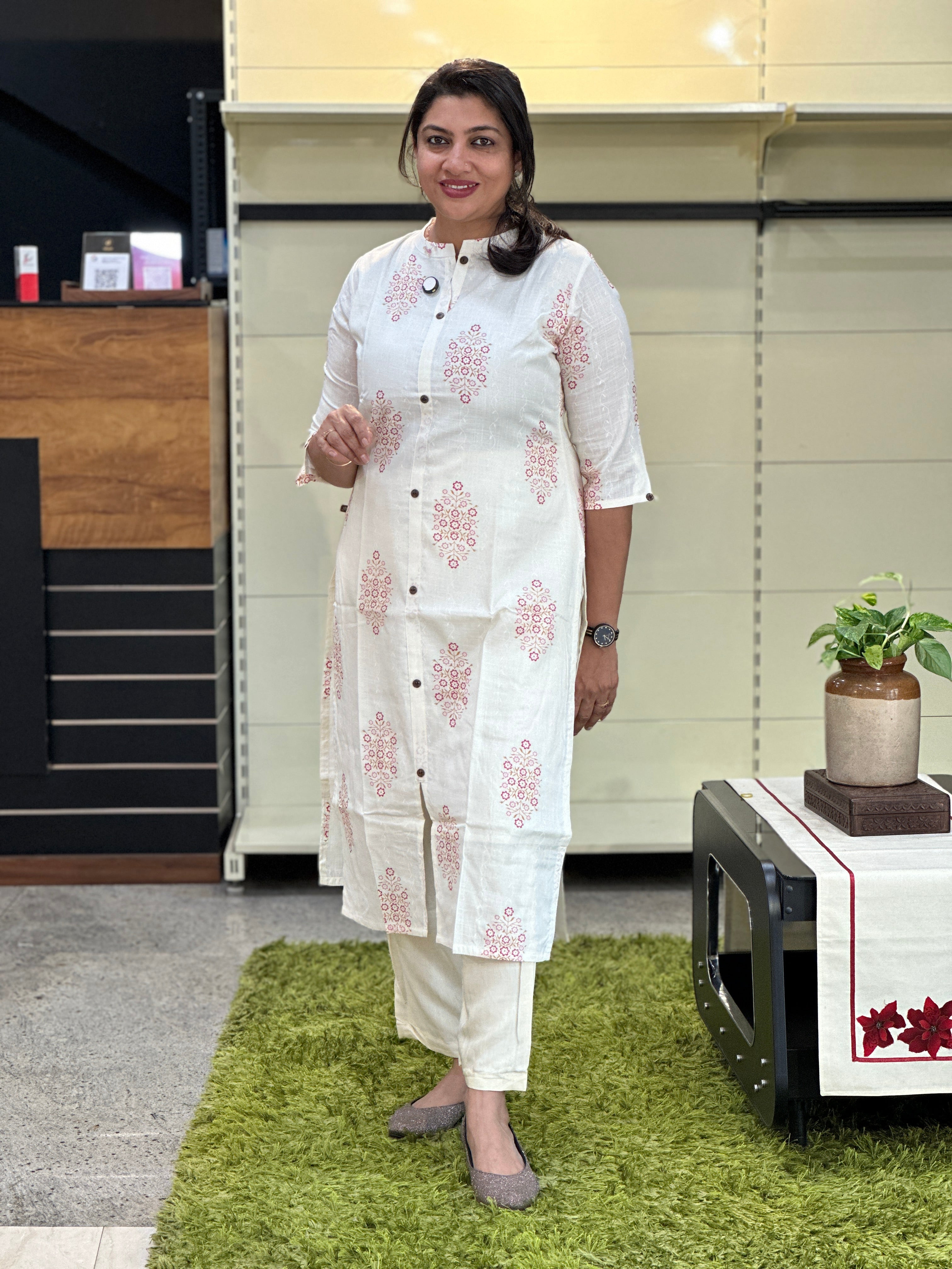Floral Printed Cotton Kurta | VSI156