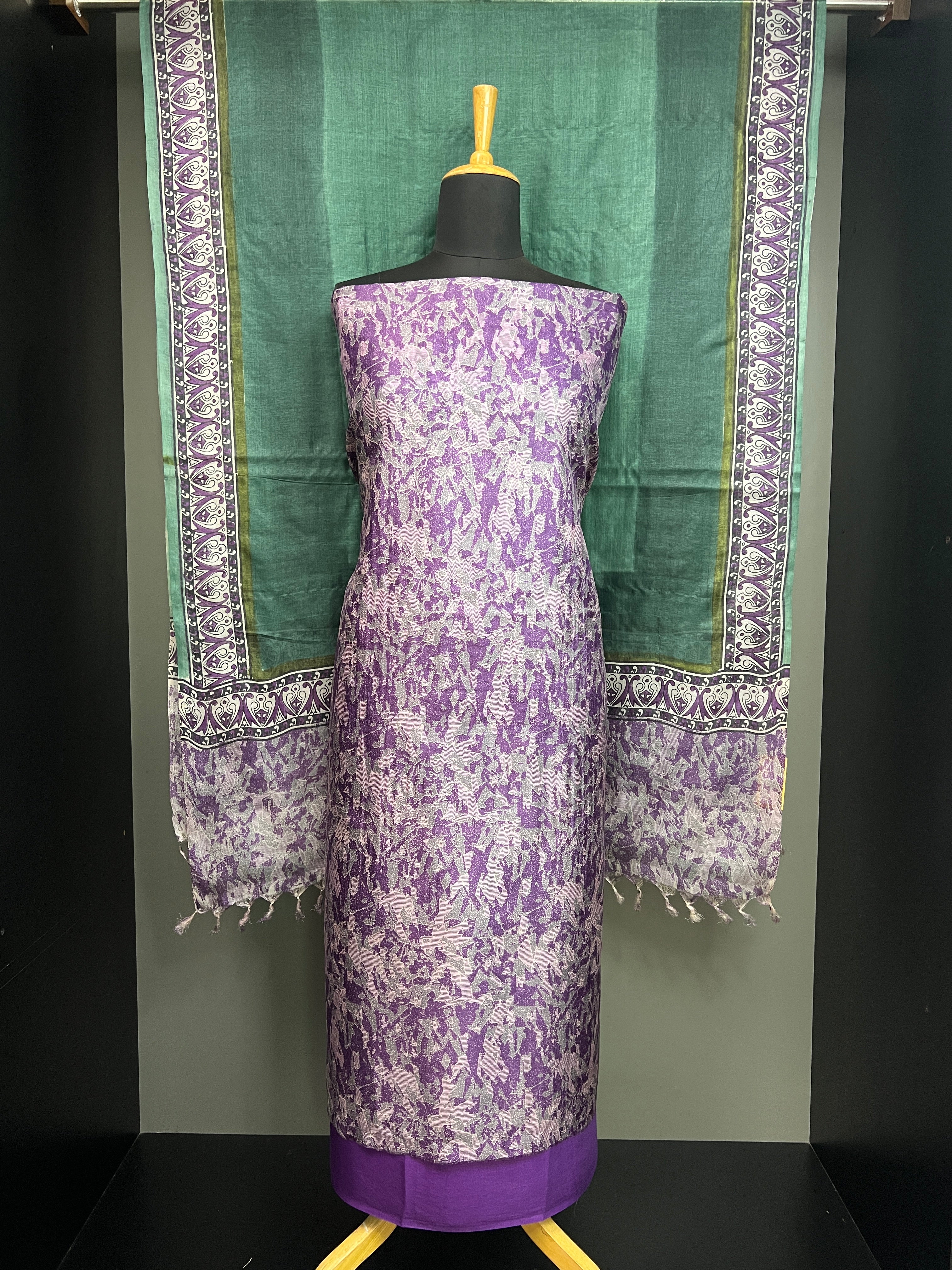 Print Detailed Tussar Salwar Set | MNH543