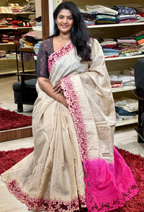 Floral Twine Cut Work Detailed Desi Tussar Saree | TC399