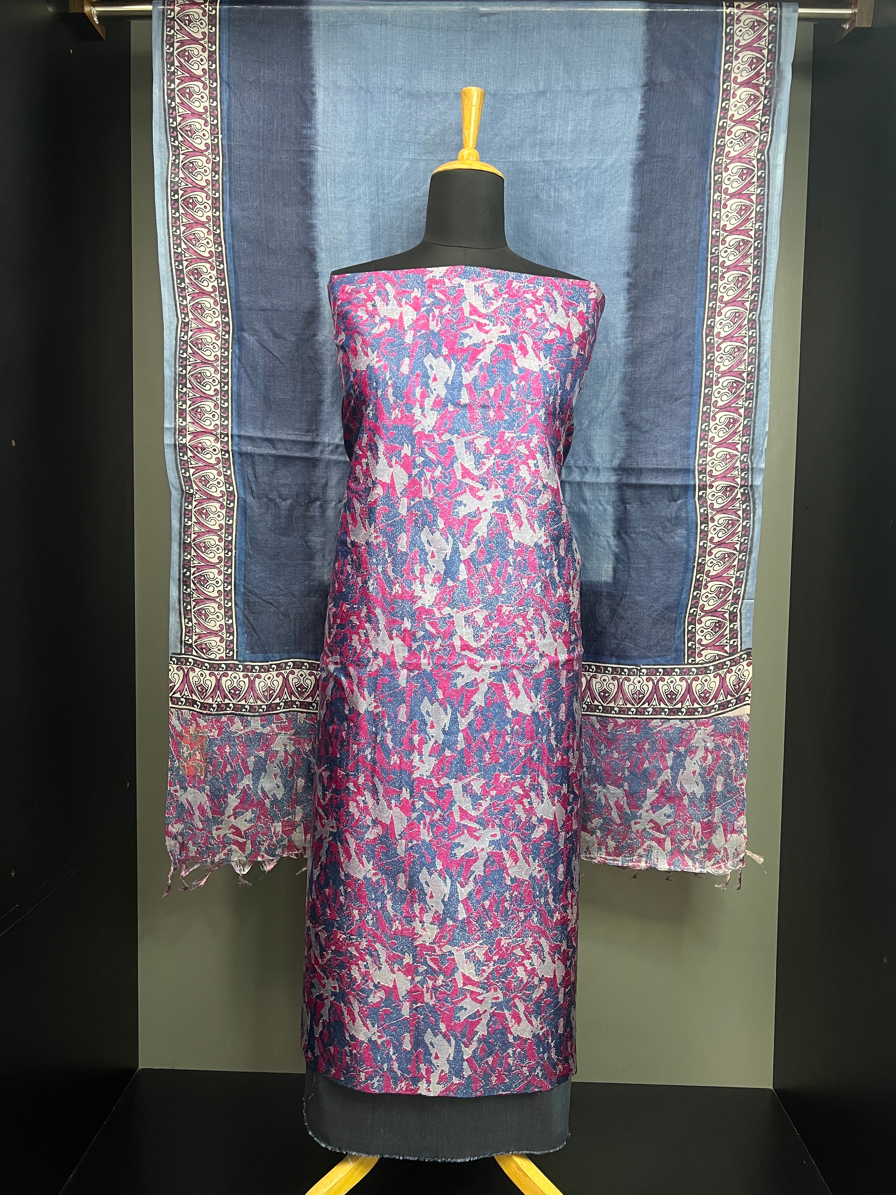 Print Detailed Tussar Salwar Set | MNH542