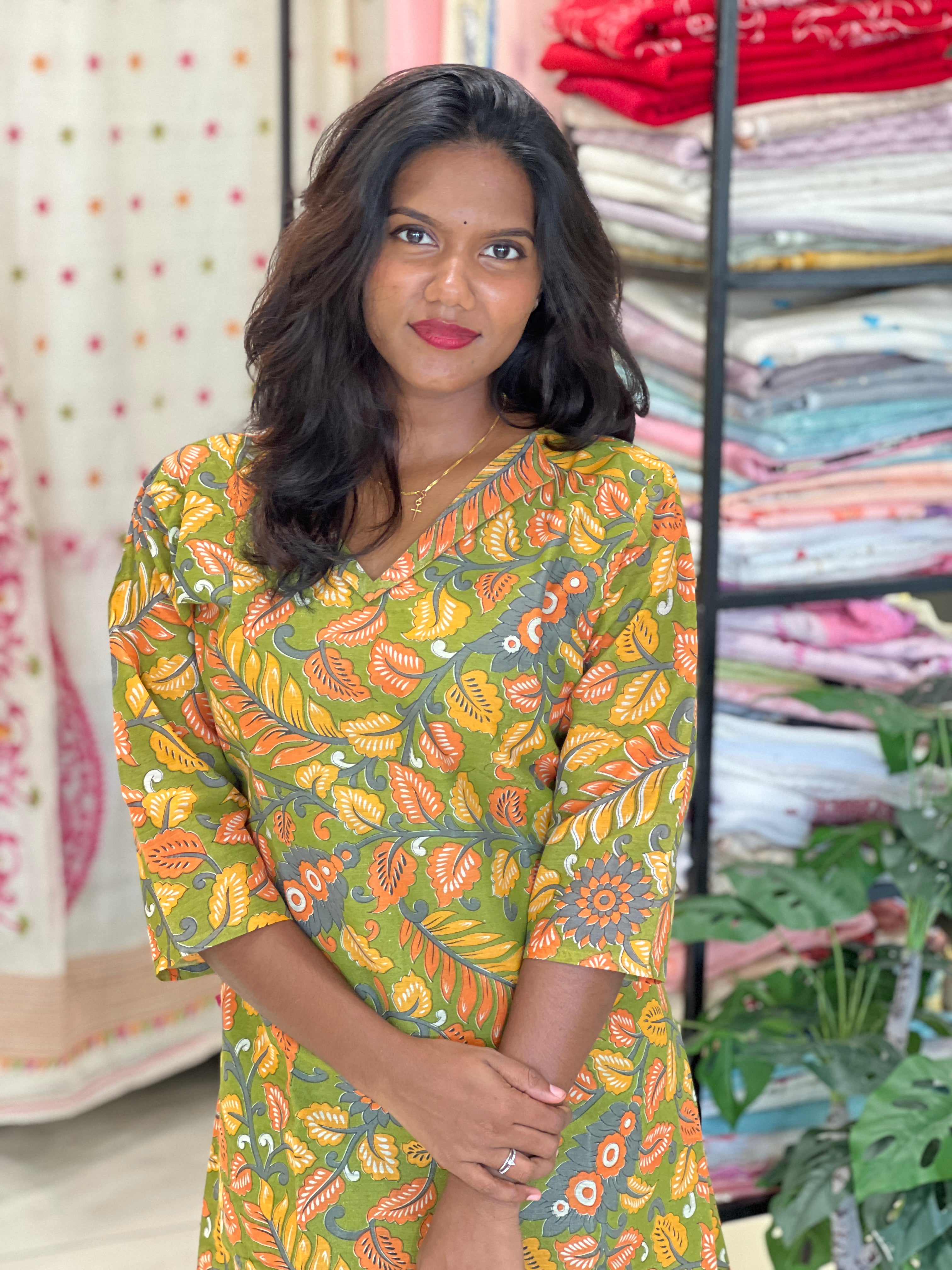 Kalamkari Printed Cotton Kurta | RMLA324