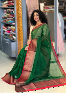 Antique Golden Zari Weaved Semi Geecha Saree | YNG361