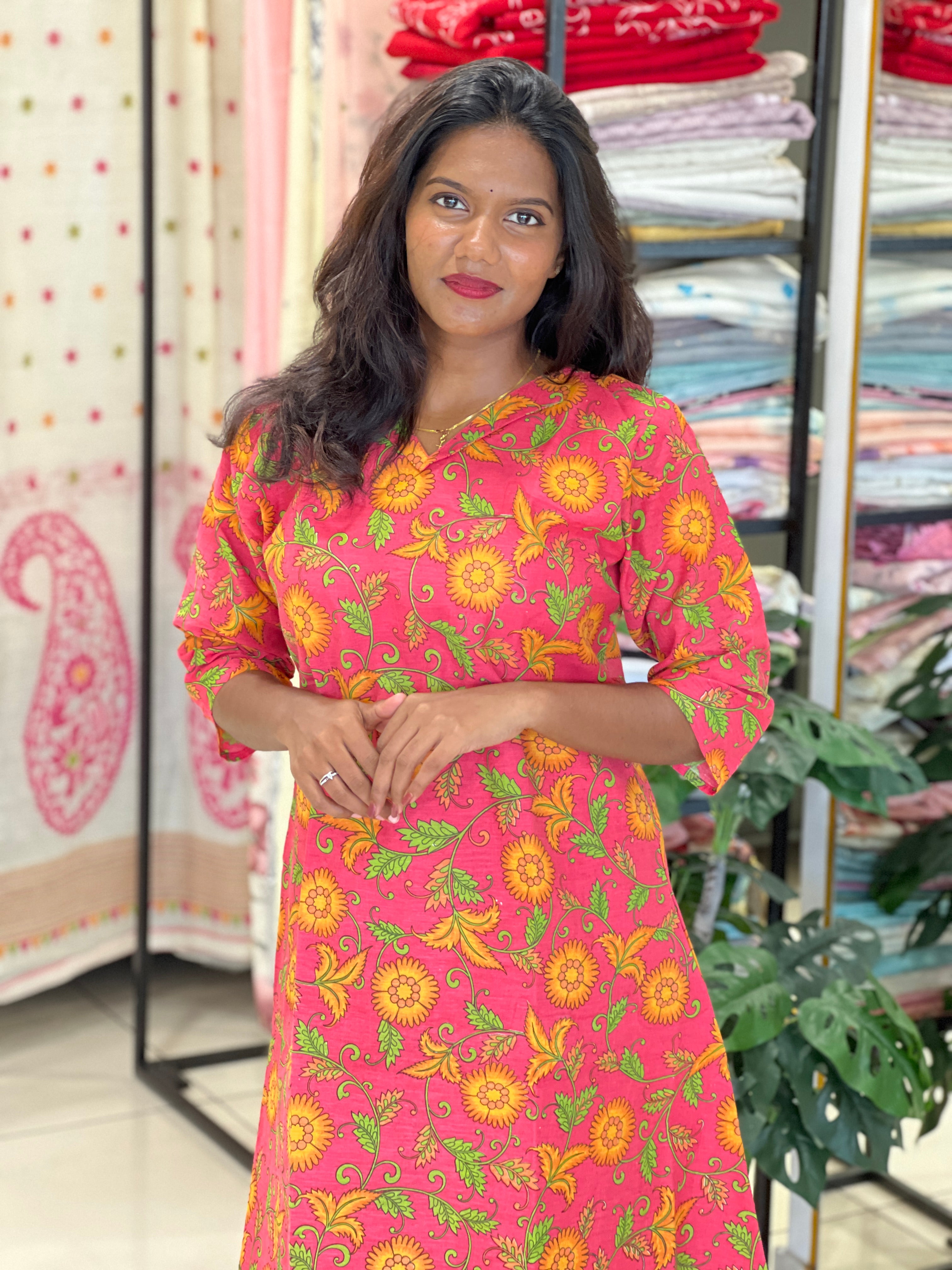 Kalamkari Printed Cotton Kurta |  RMLA325