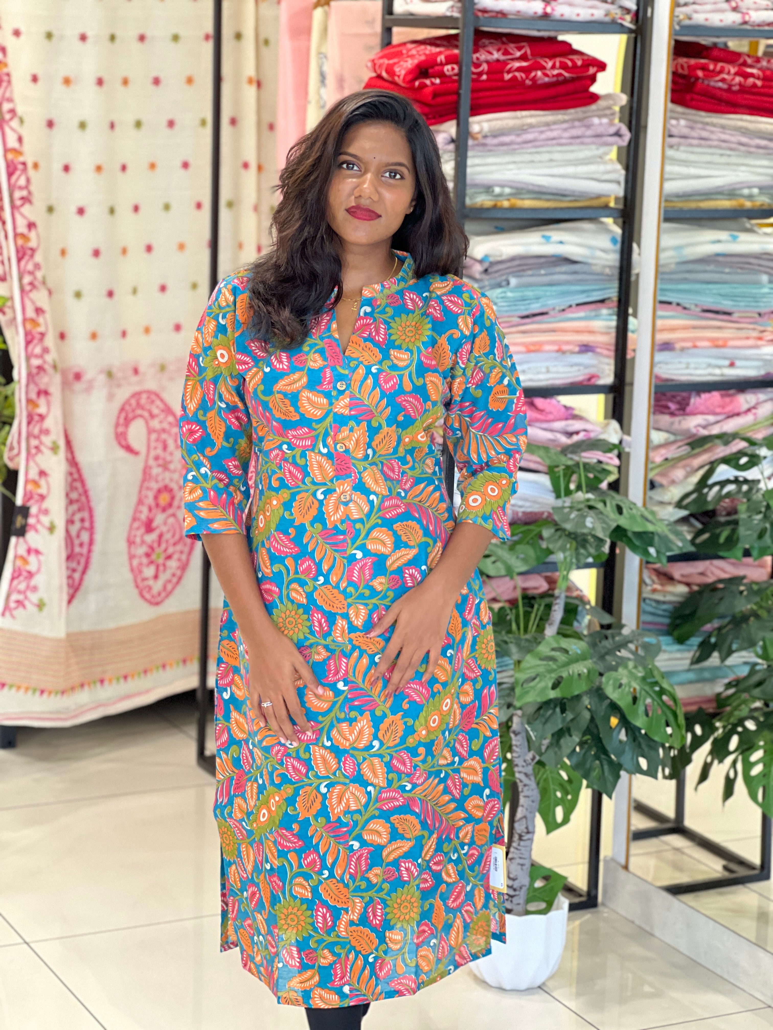 Kalamkari Printed Cotton Kurta | RMLA326