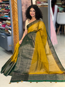 Antique Golden Zari Weaved Semi Geecha Saree | YNG357