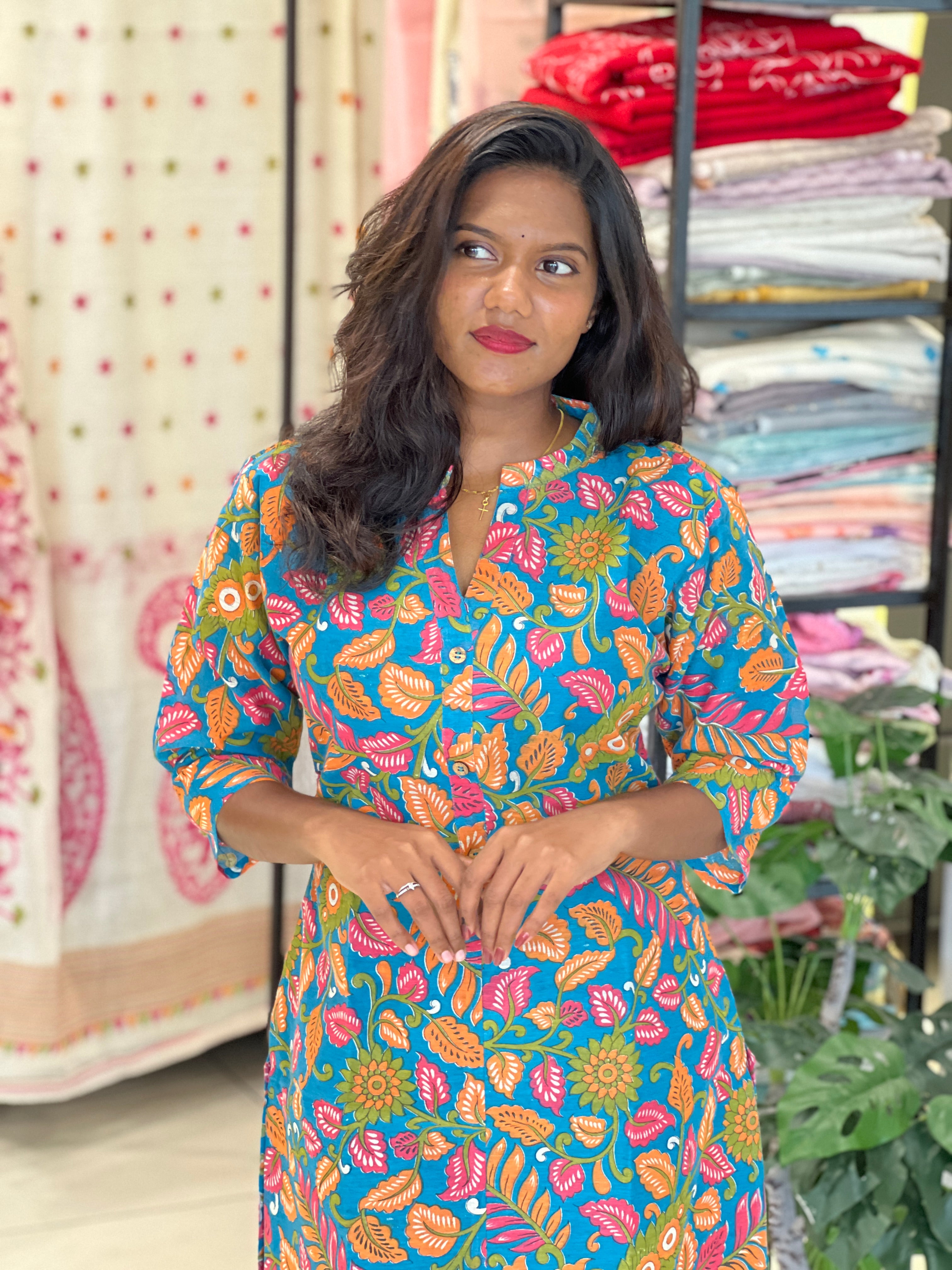 Kalamkari Printed Cotton Kurta | RMLA326