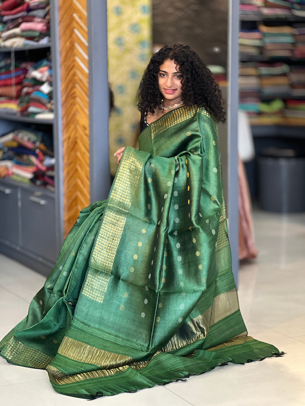 Geometrical Weaving Tussar Saree | PD881