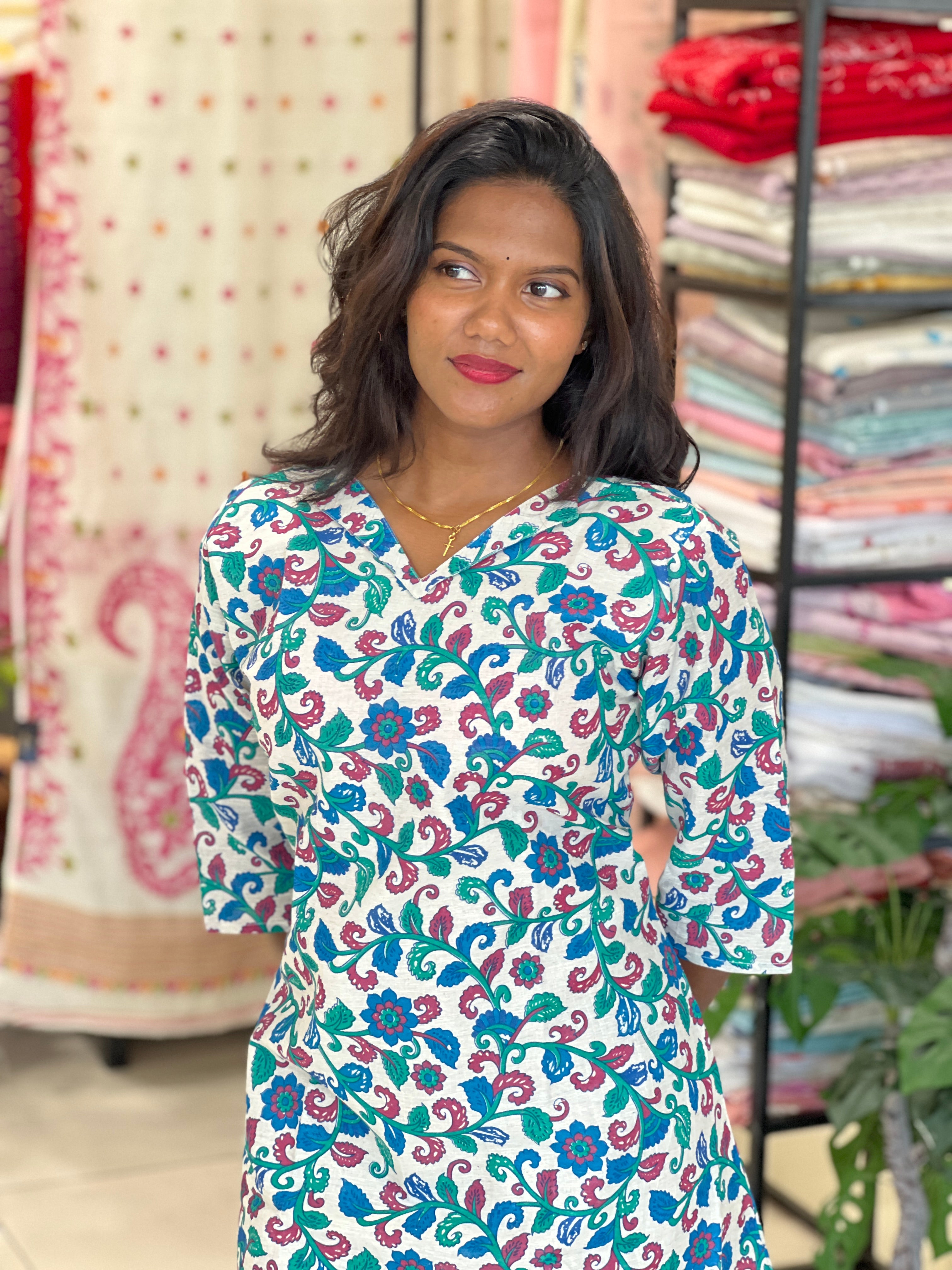 Kalamkari Printed Cotton Kurta | RMLA327