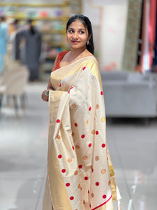 Polka Dot Weaved Tissue Saree | HT232