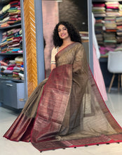 Antique Golden Zari Weaved Semi Geecha Saree | YNG356