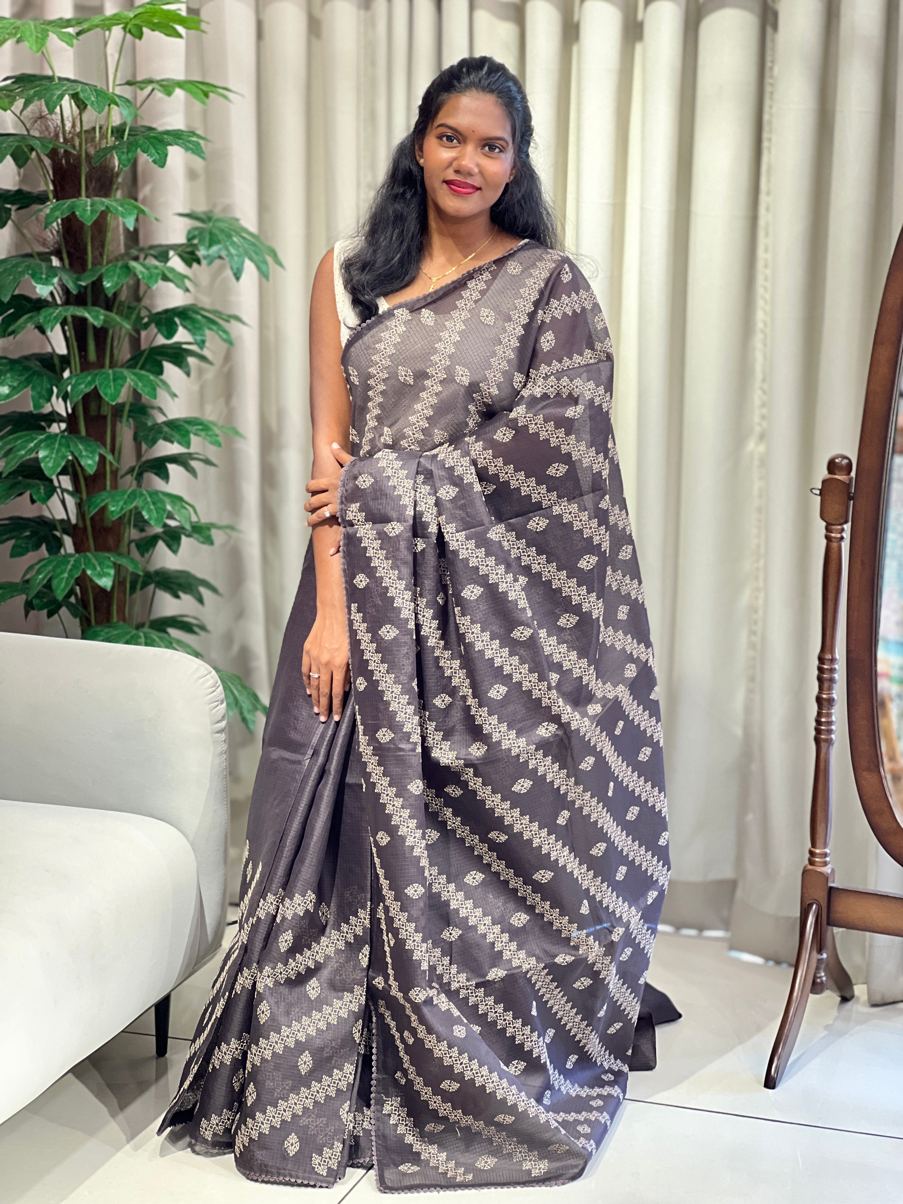 Floral Embroidery Detailed Kota Saree | BLD2105