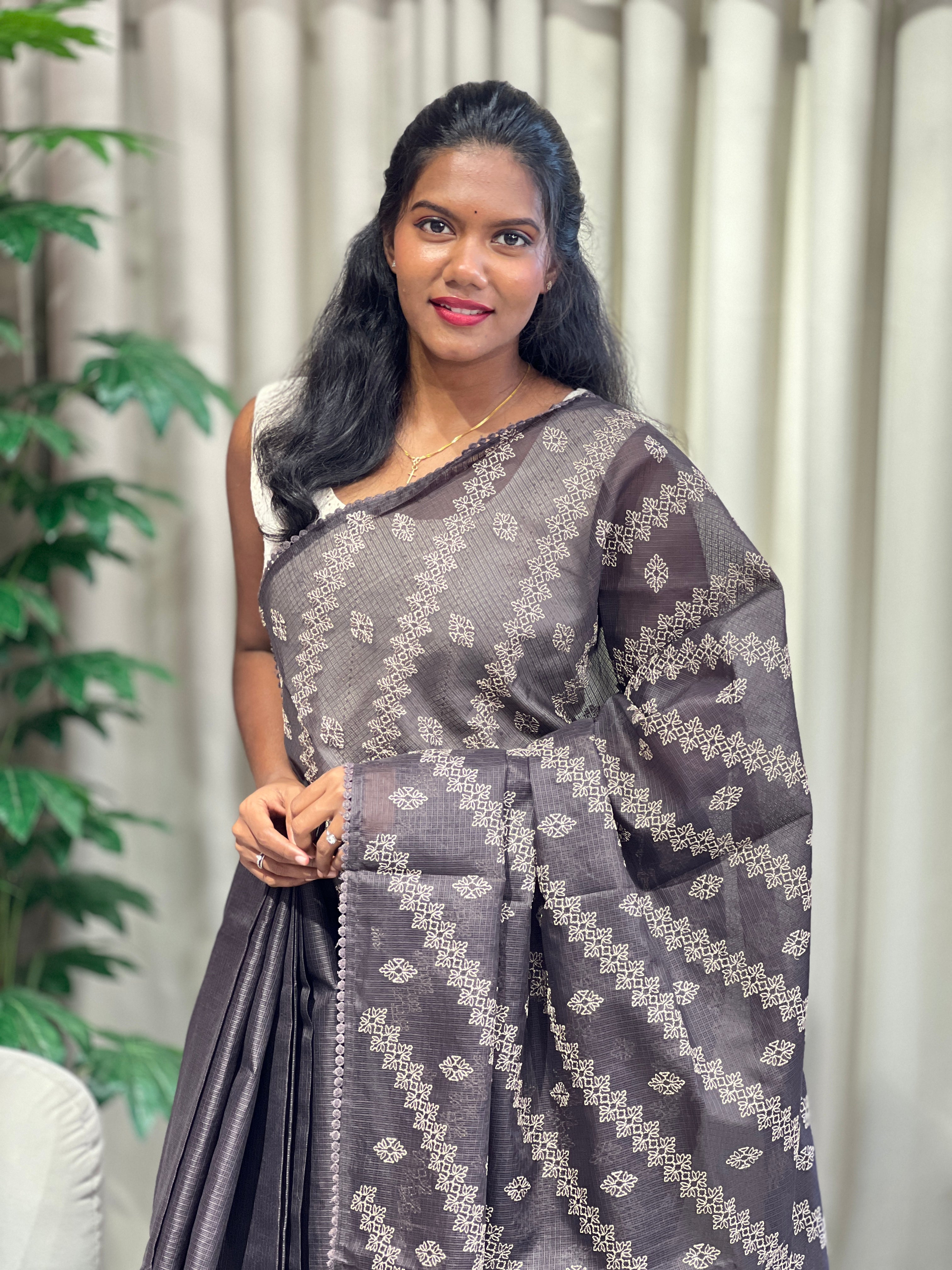 Floral Embroidery Detailed Kota Saree | BLD2105