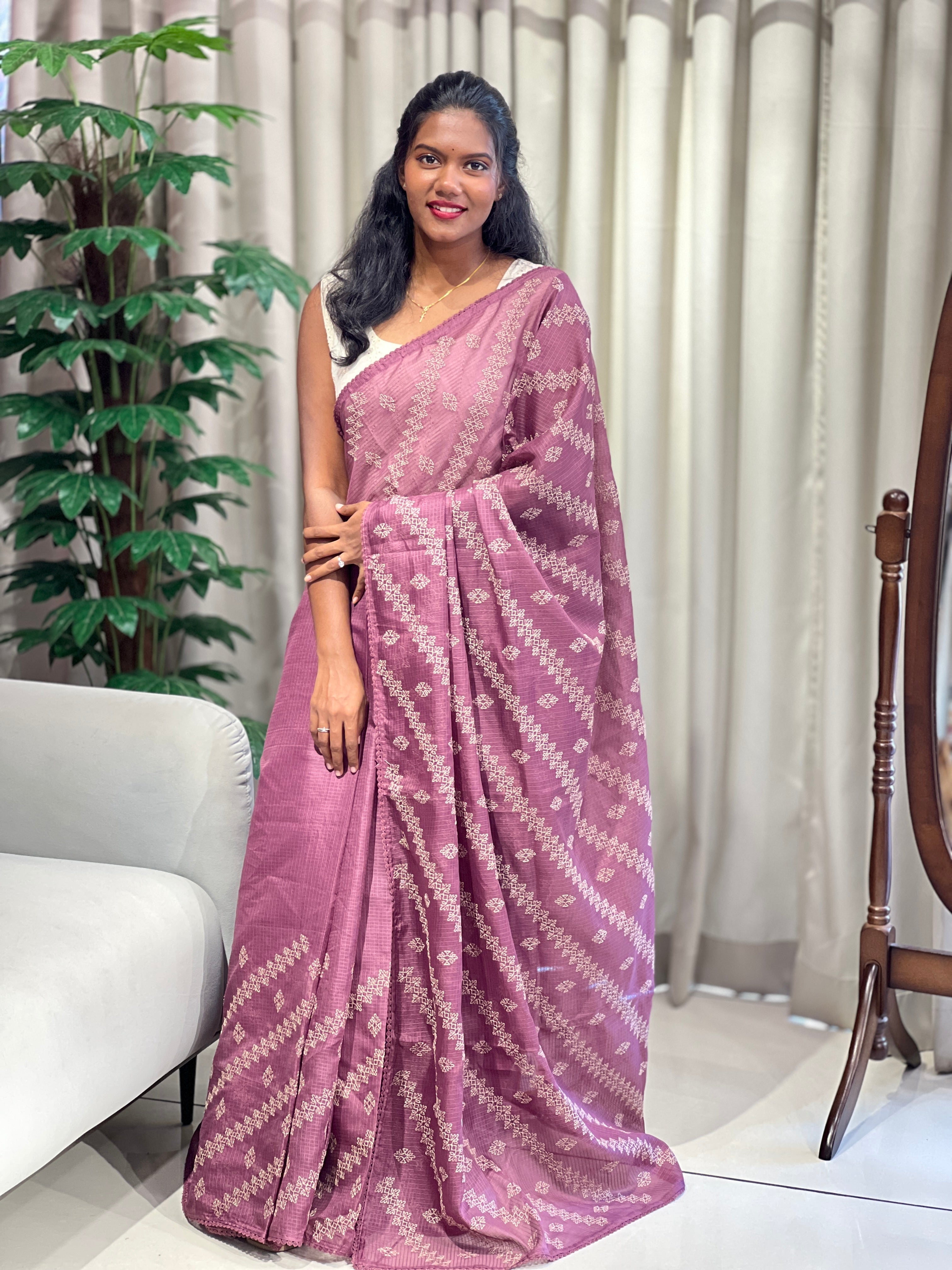 Floral Embroidery Detailed Kota Saree | BLD2103