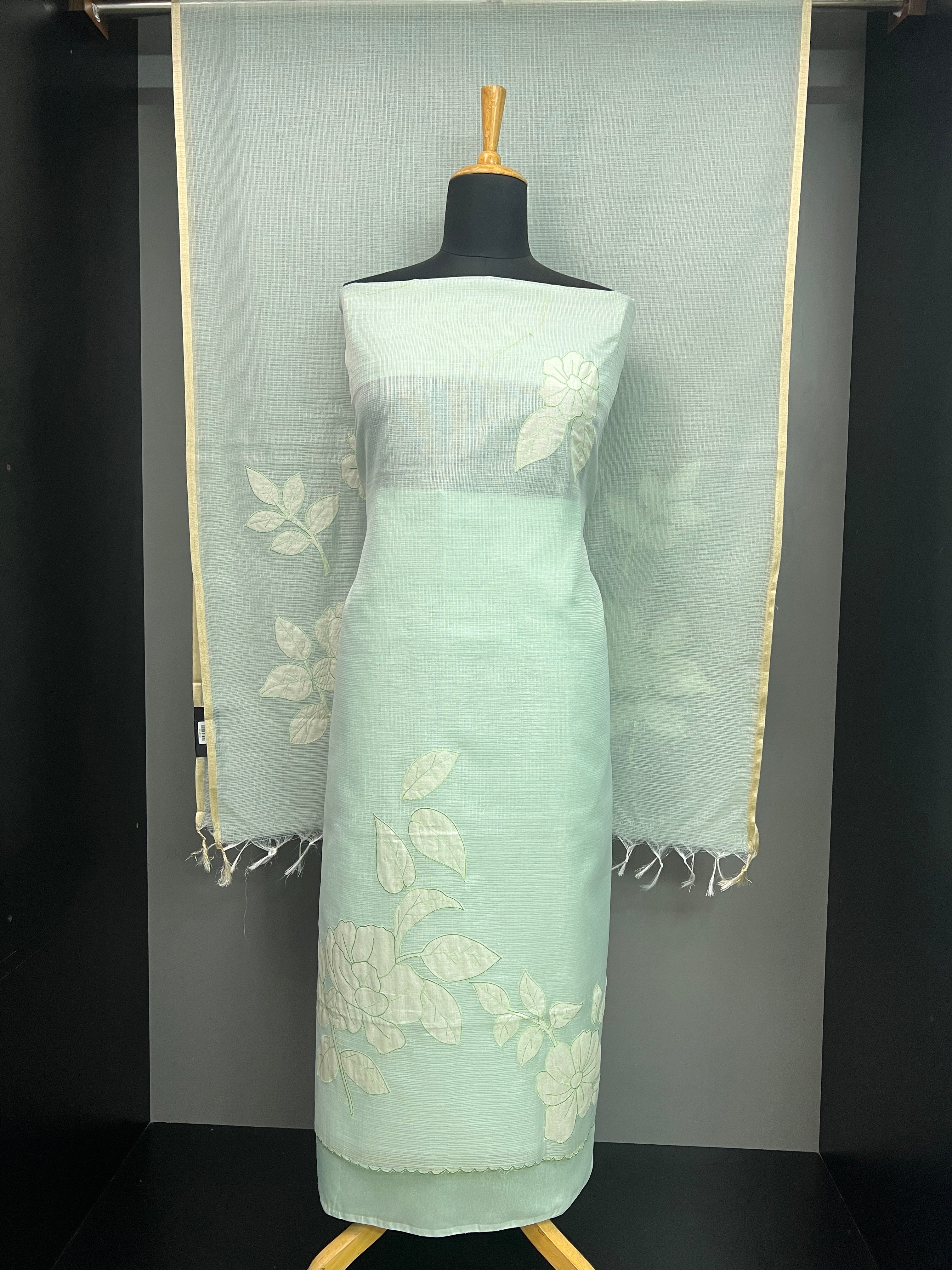 Floral Applique Detailed Silky Kota Salwar Set | MM232