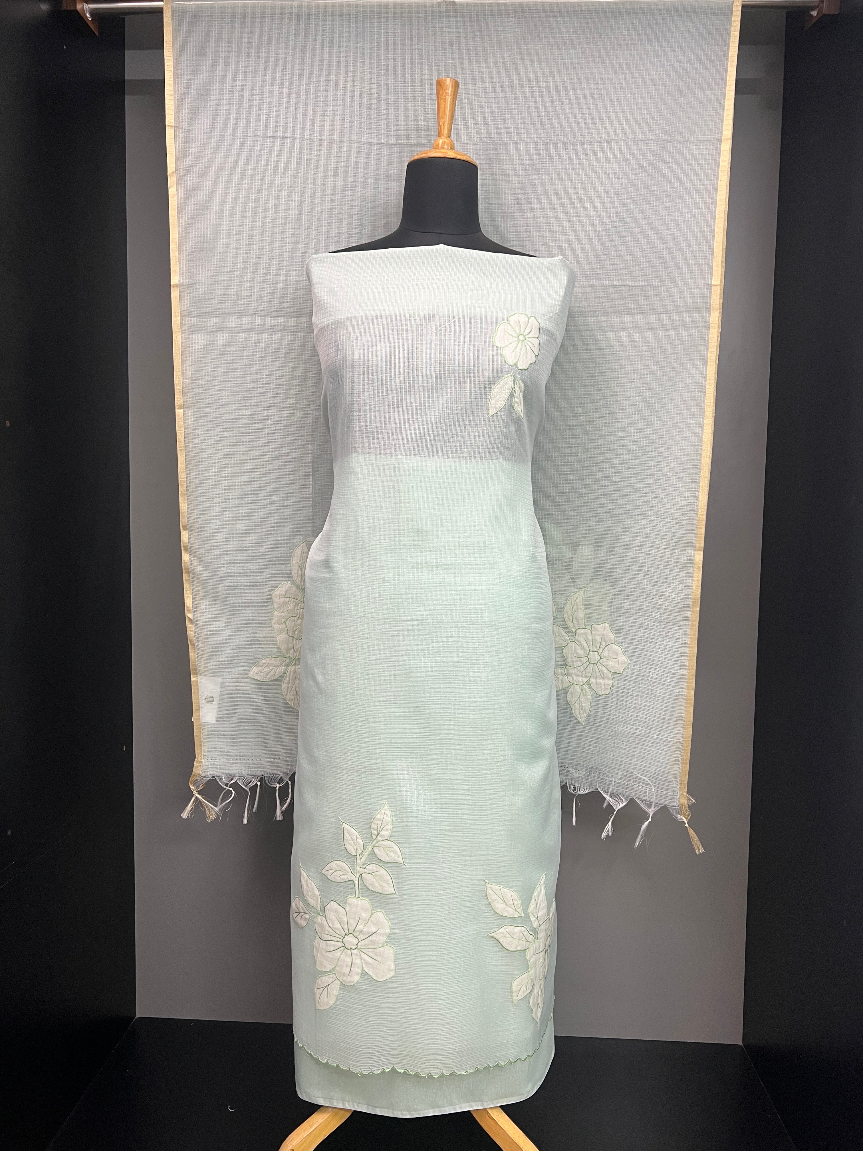 Floral Applique Detailed Silky Kota Salwar Set | MM222