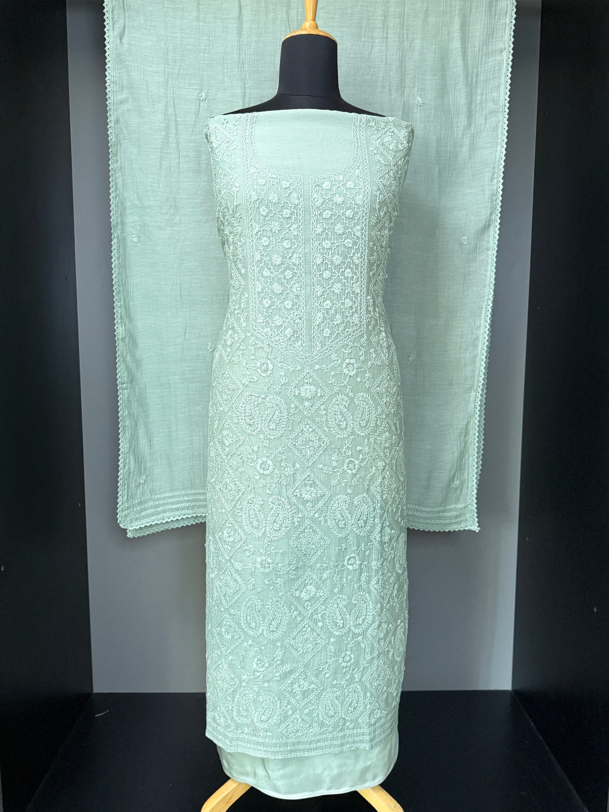 Chikankari Embroiderd Chanderi Salwar Set | BLD999