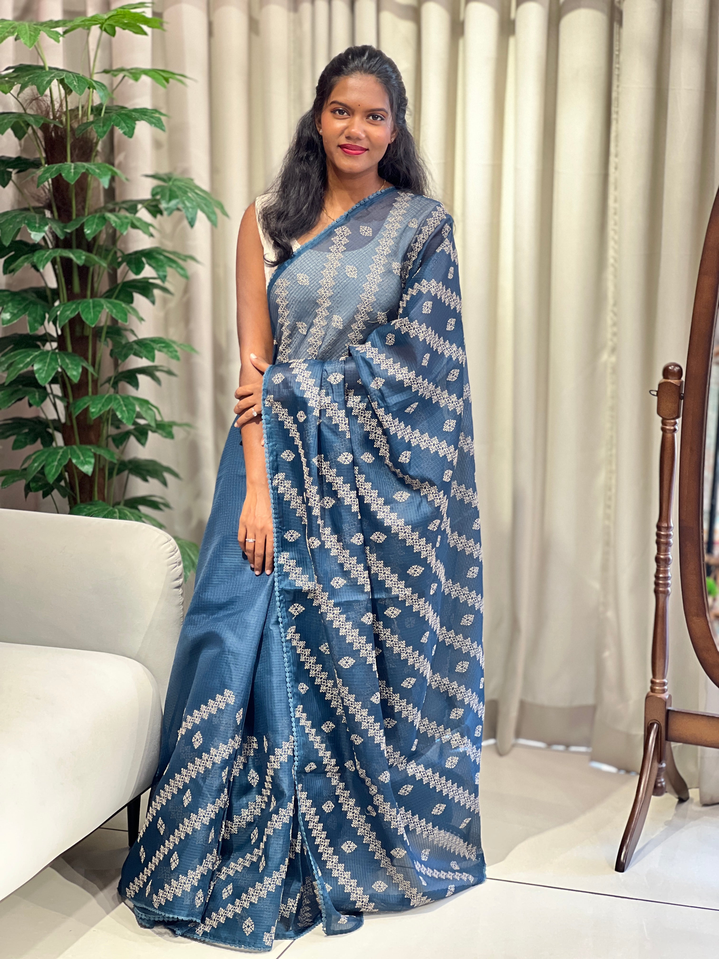 Floral Embroidery Detailed Kota Saree | BLD2104