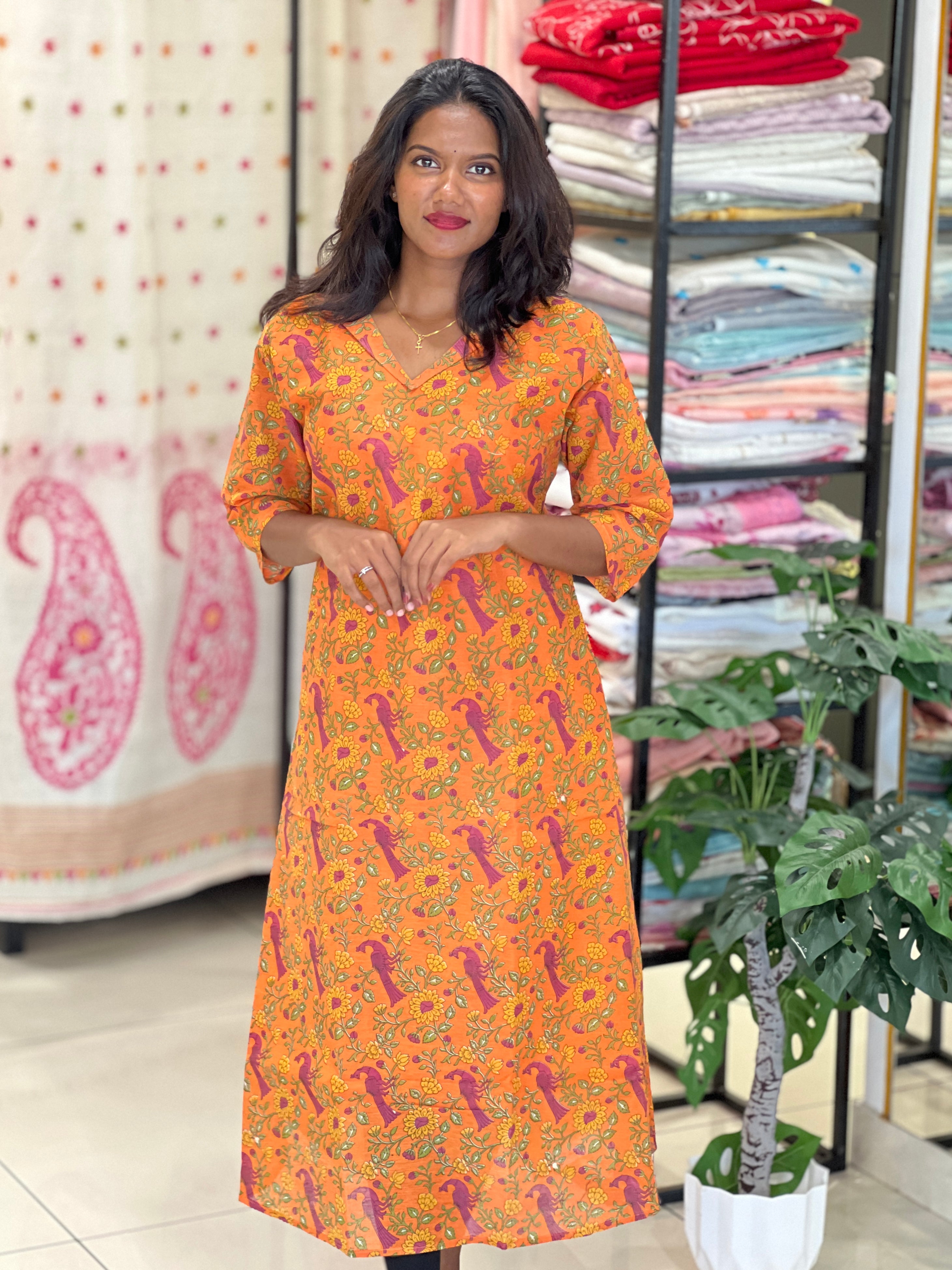 Kalamkari Printed Cotton Kurta | RMLA328