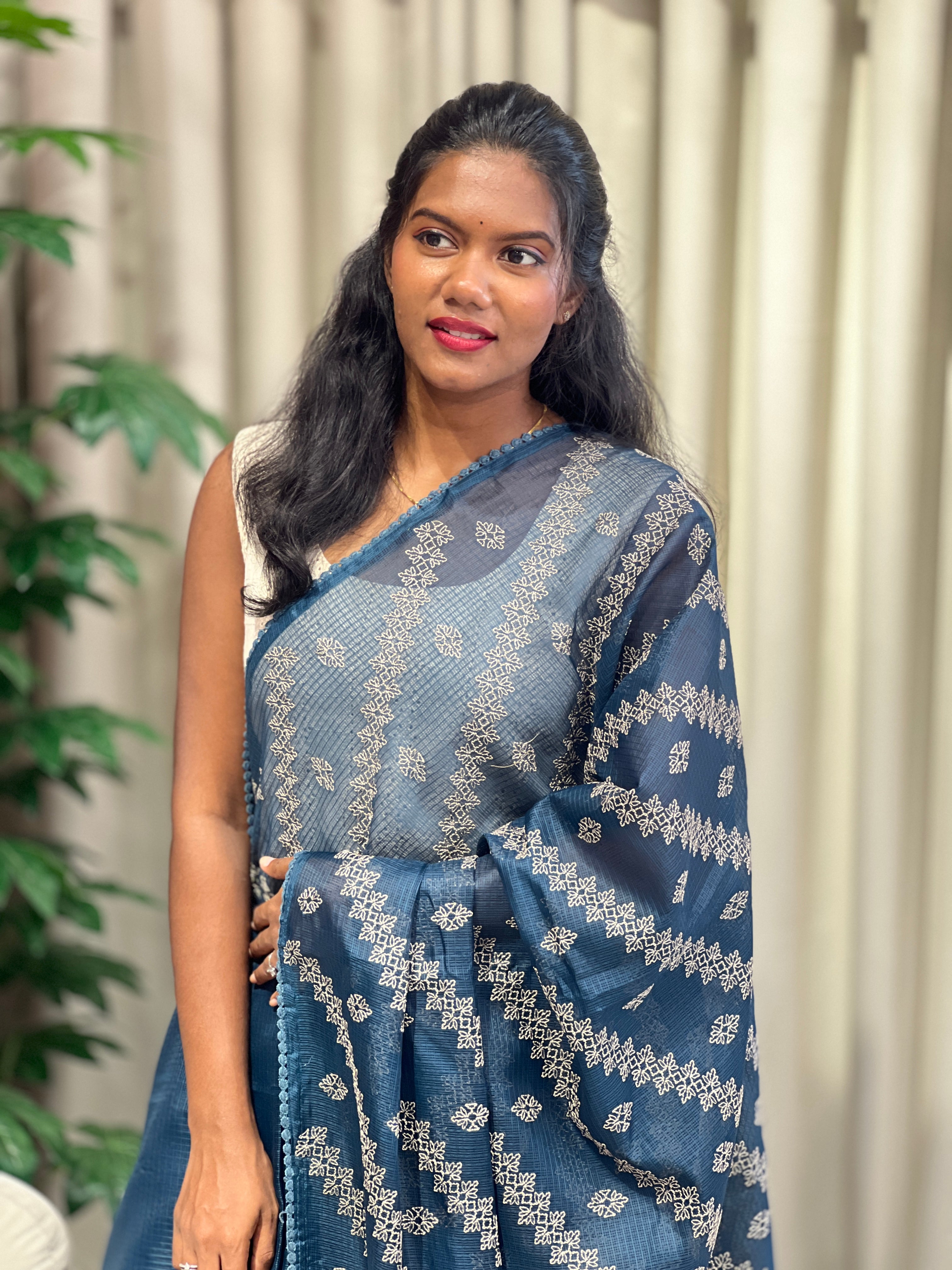 Floral Embroidery Detailed Kota Saree | BLD2104