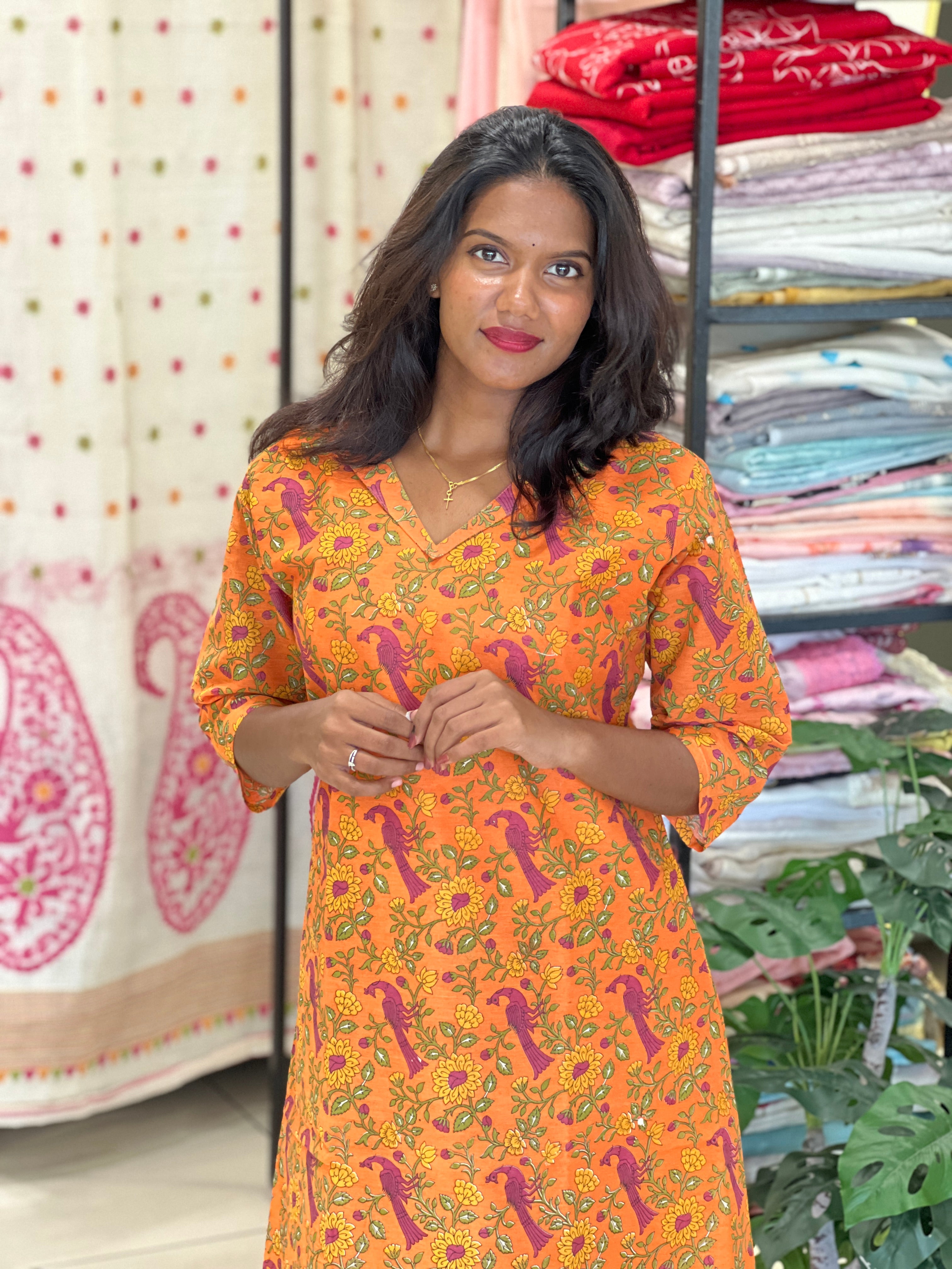 Kalamkari Printed Cotton Kurta | RMLA328