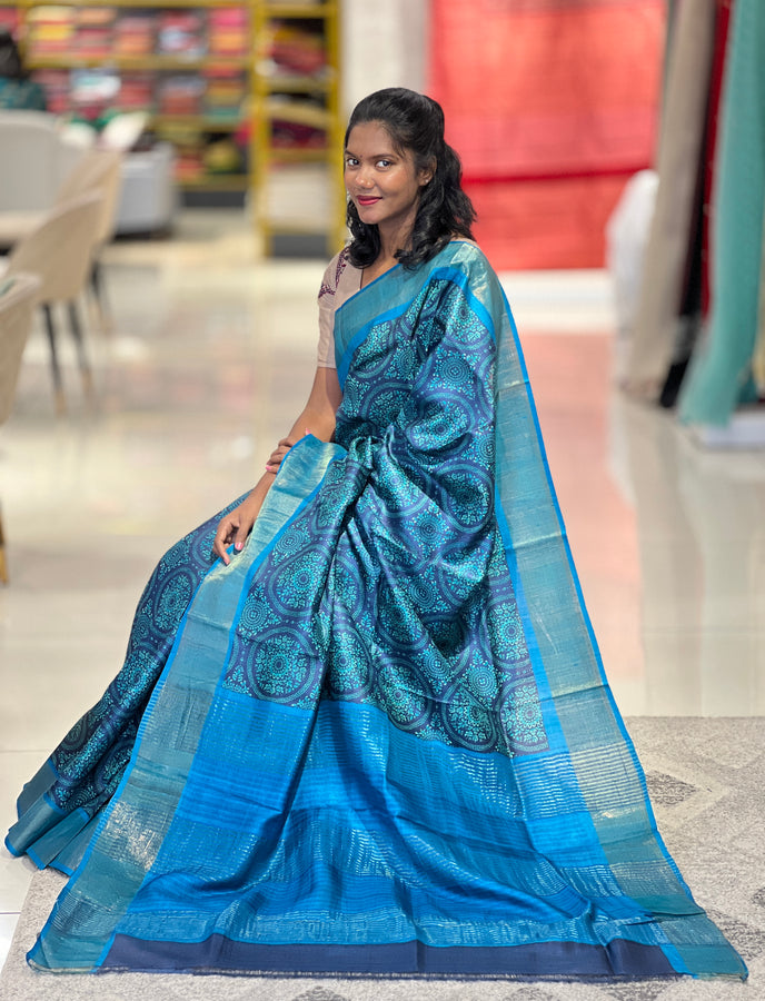 Screen Printed Tussar Saree | NLM169