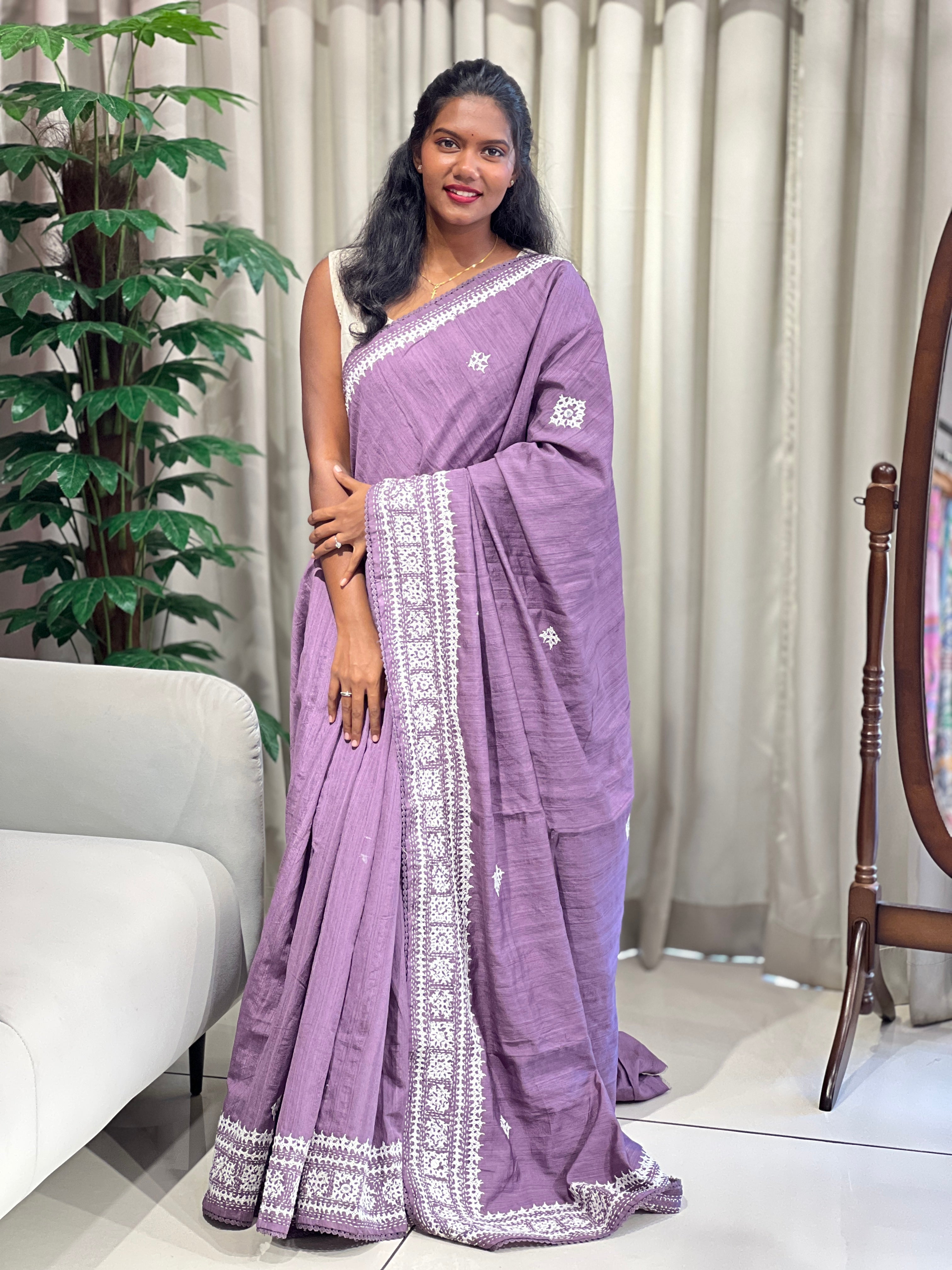 Kutch Work Detailed Semi Tussar Saree | BLD2113