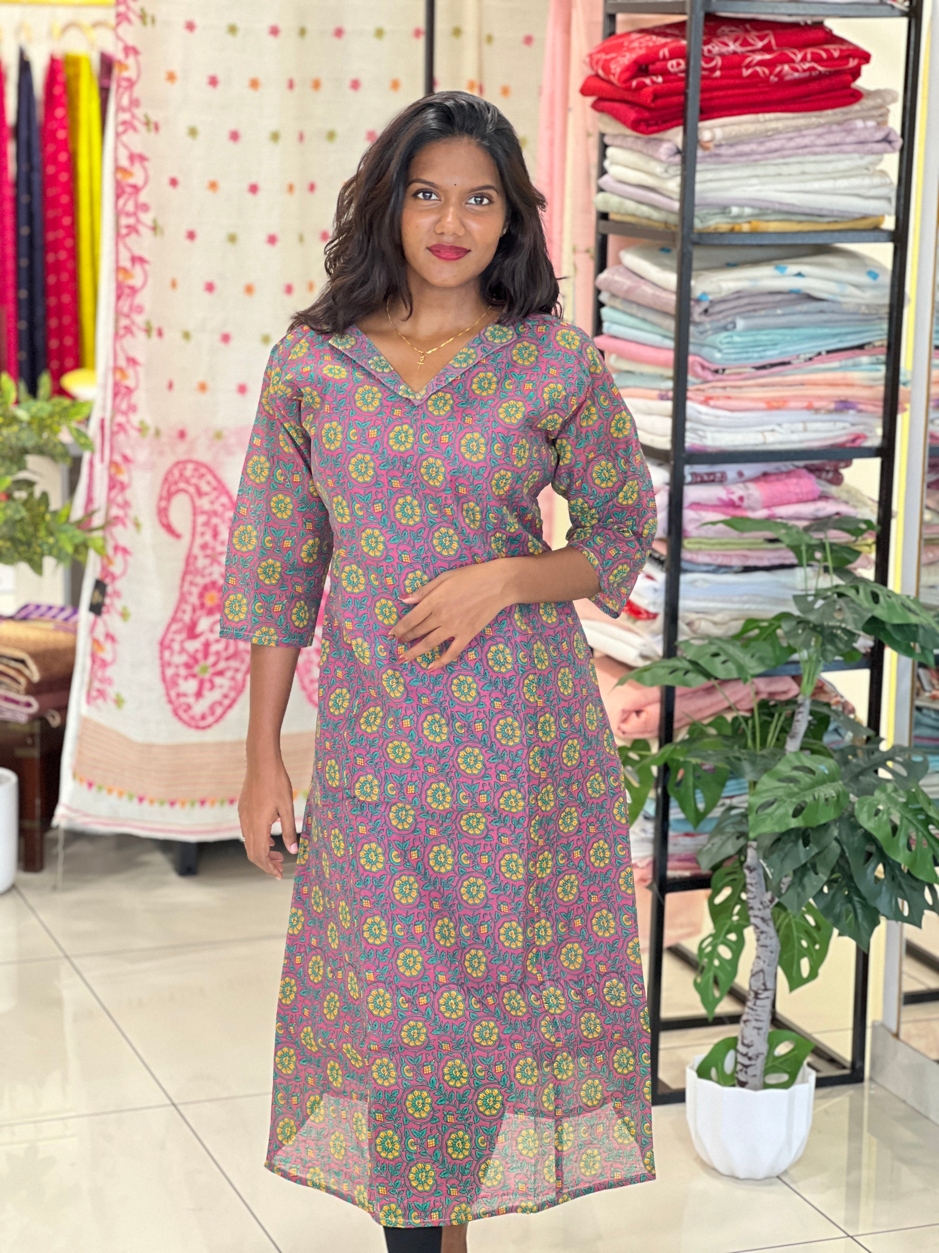 Kalamkari Printed Cotton Kurta | RMLA329