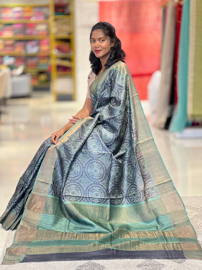 Screen Printed Tussar Saree | NLM171