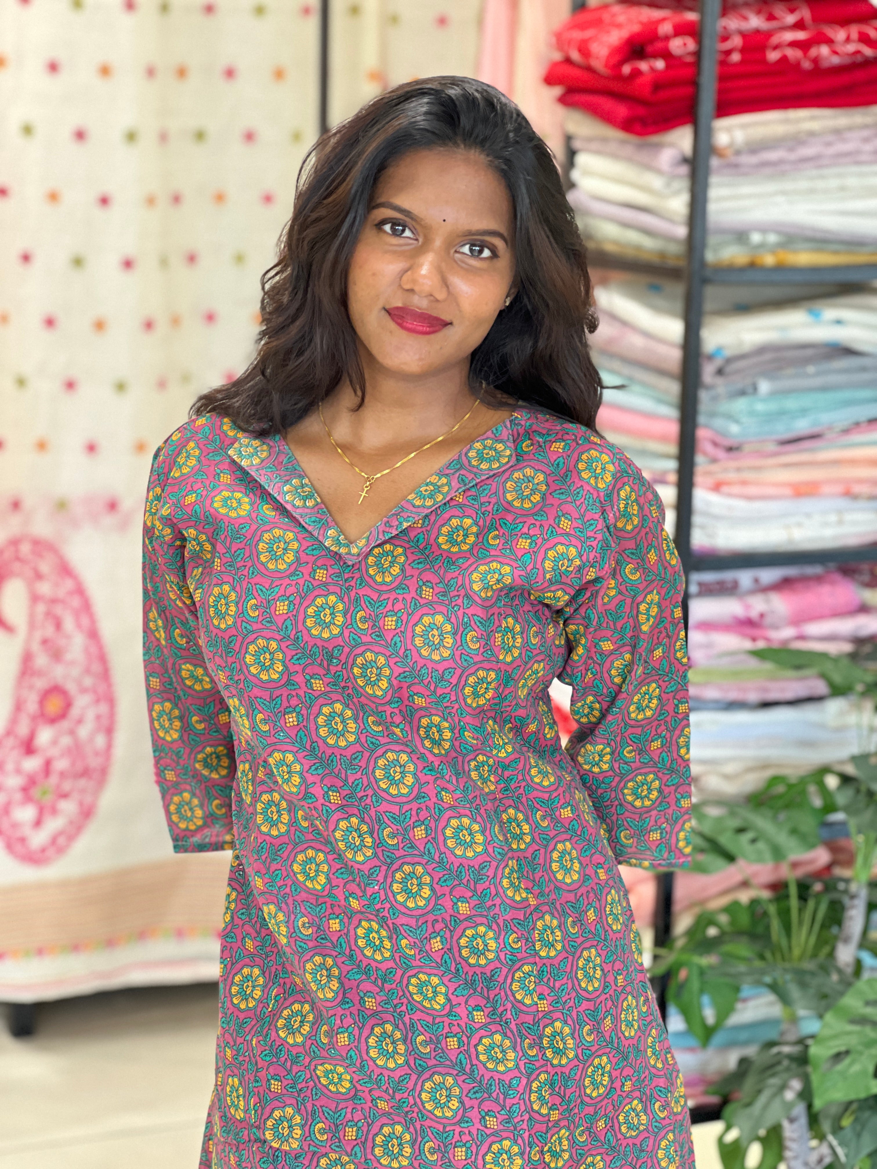 Kalamkari Printed Cotton Kurta | RMLA329