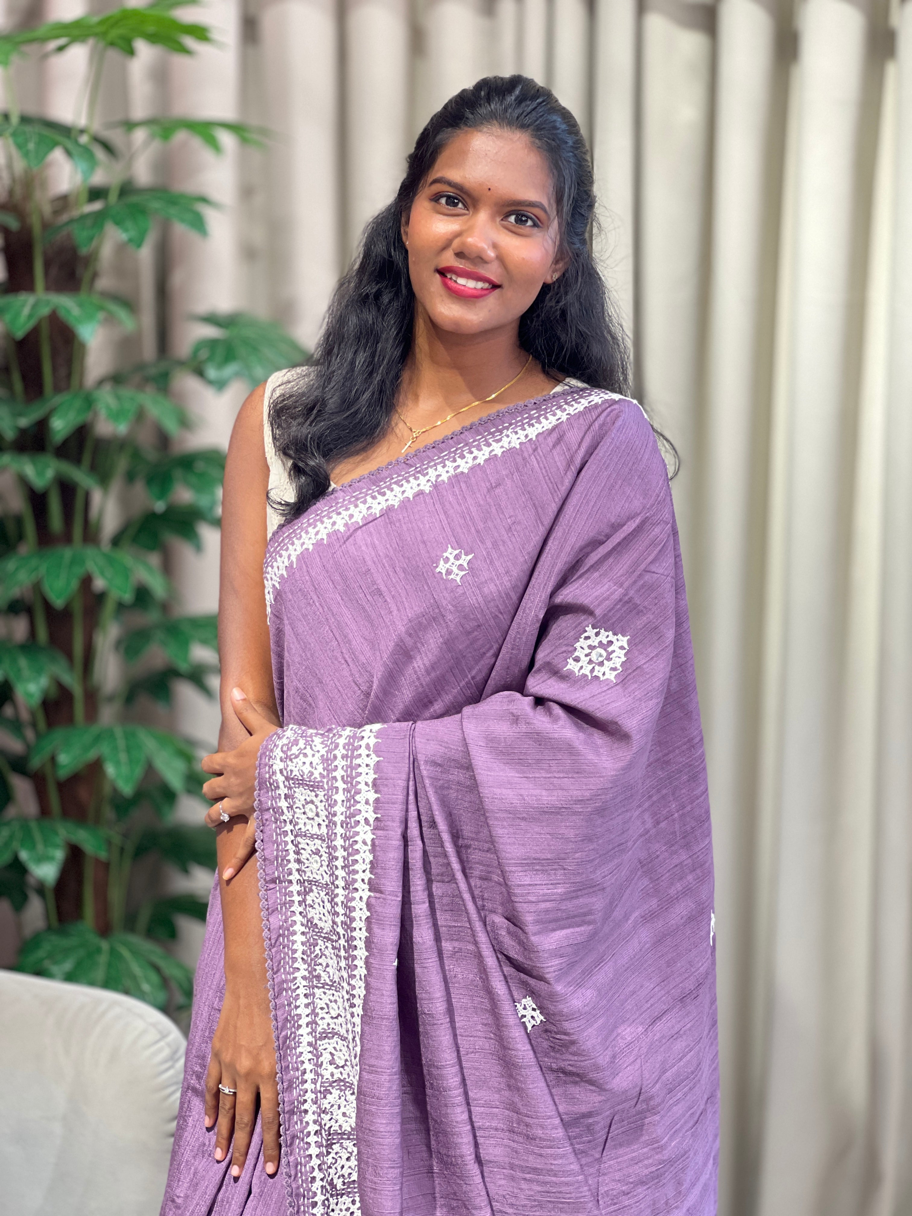 Kutch Work Detailed Semi Tussar Saree | BLD2113