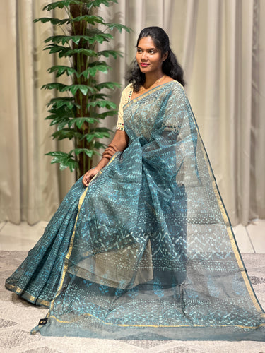 Screen Print With Zari Border Detailed Kota Saree | VFC494