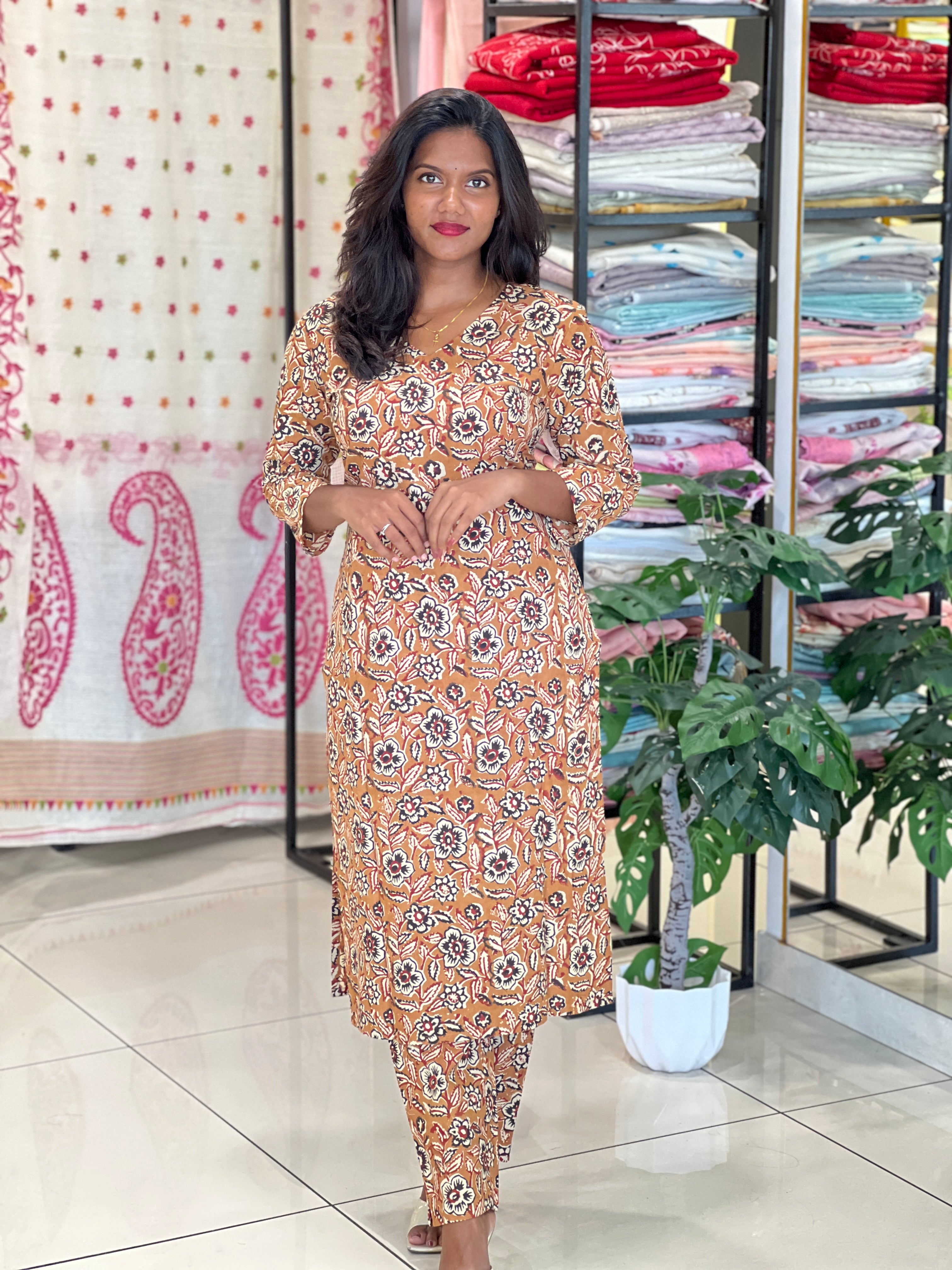 Bagru Printed Cotton Kurta | DNT1185