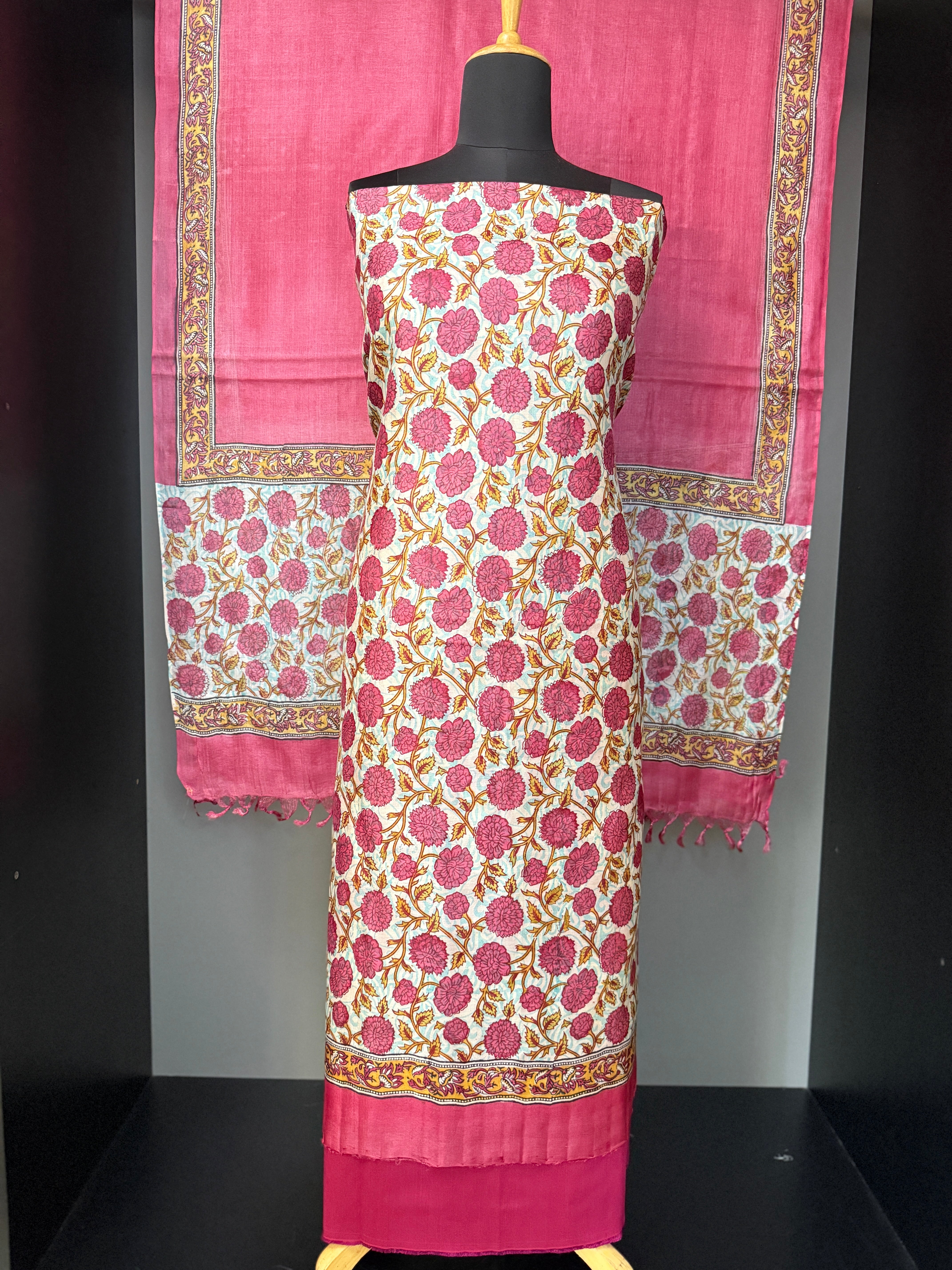 Floral Printed Tussar Salwar Set | MNH469